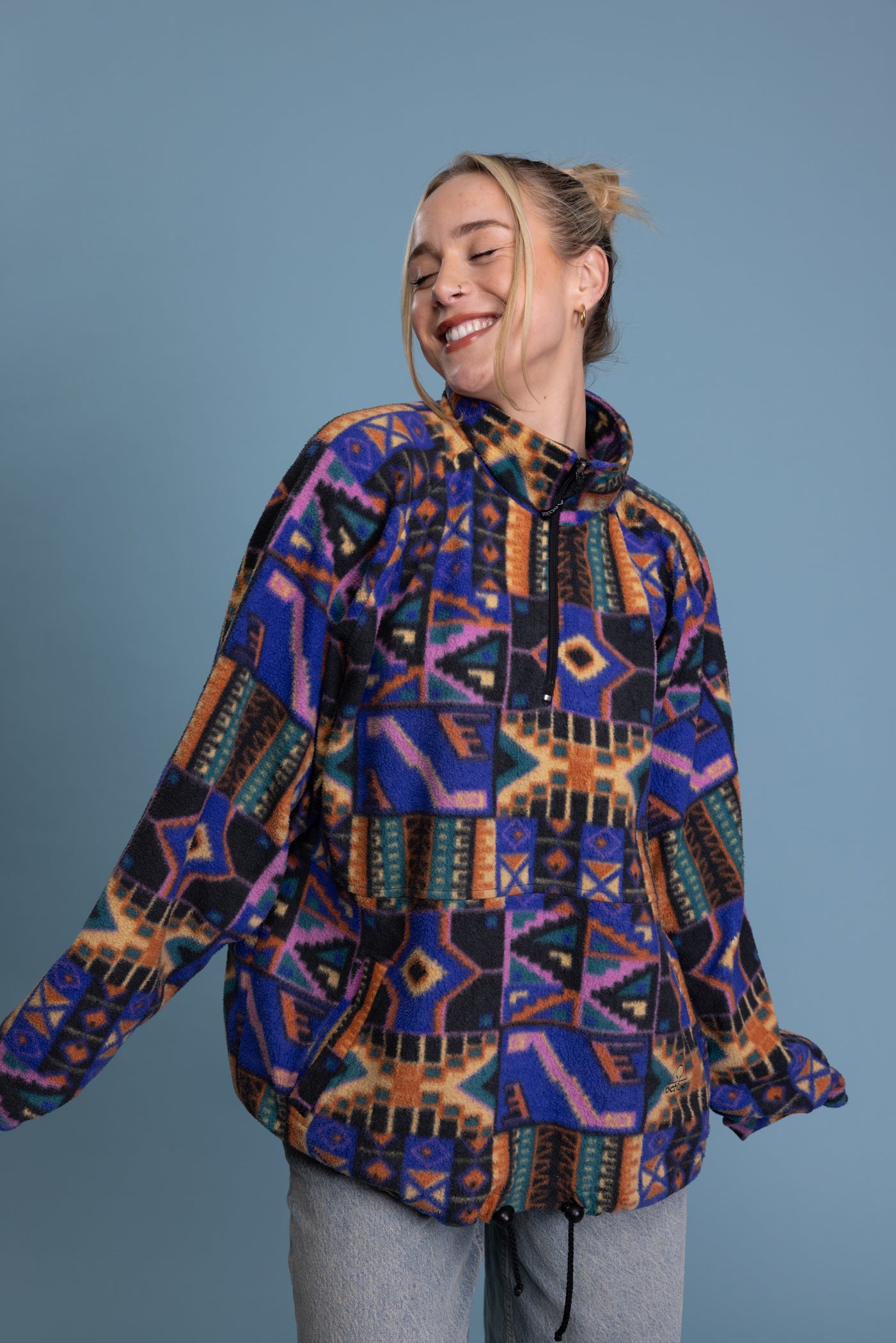 90's Purple Aztec Fleece L