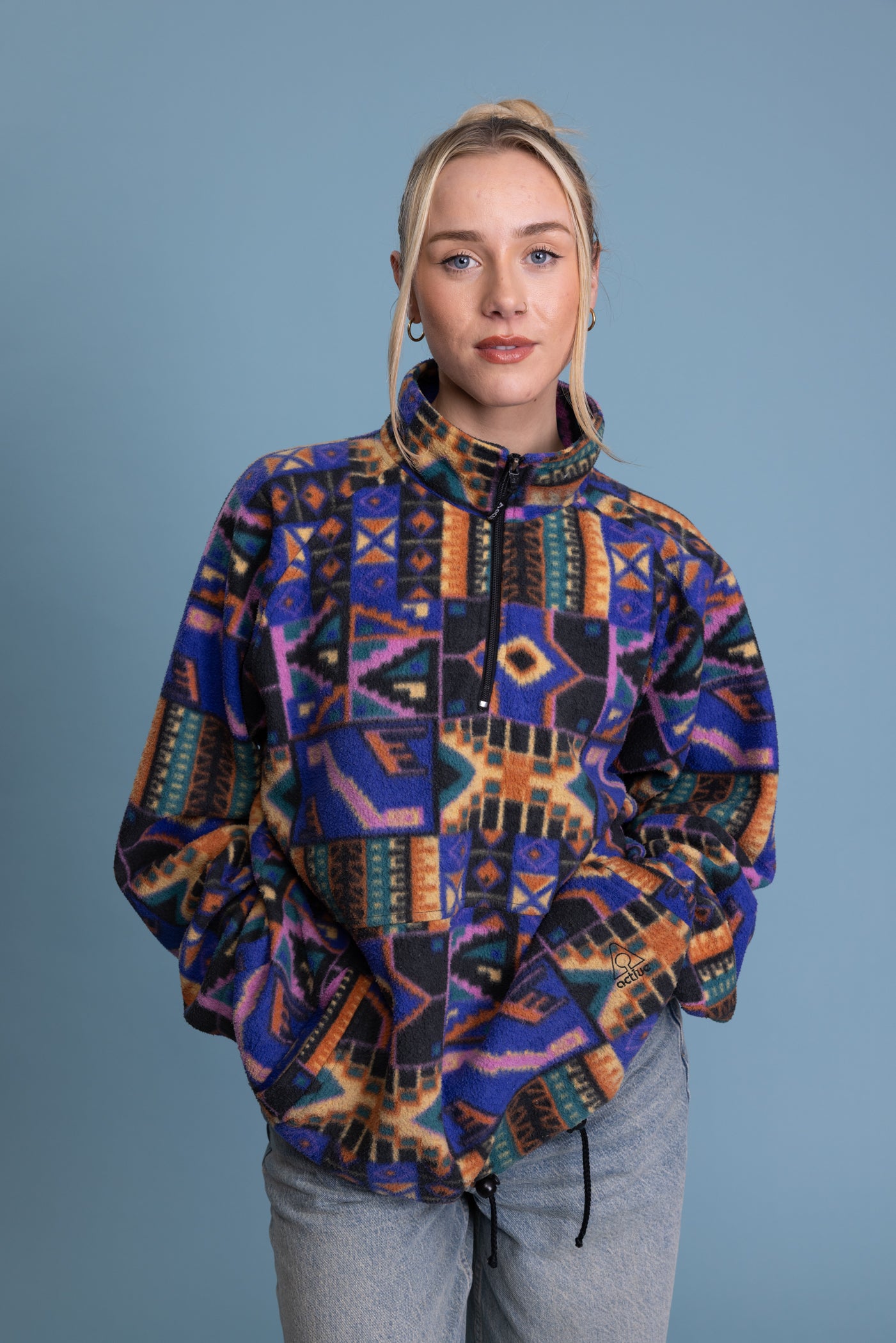 90's Purple Aztec Fleece L