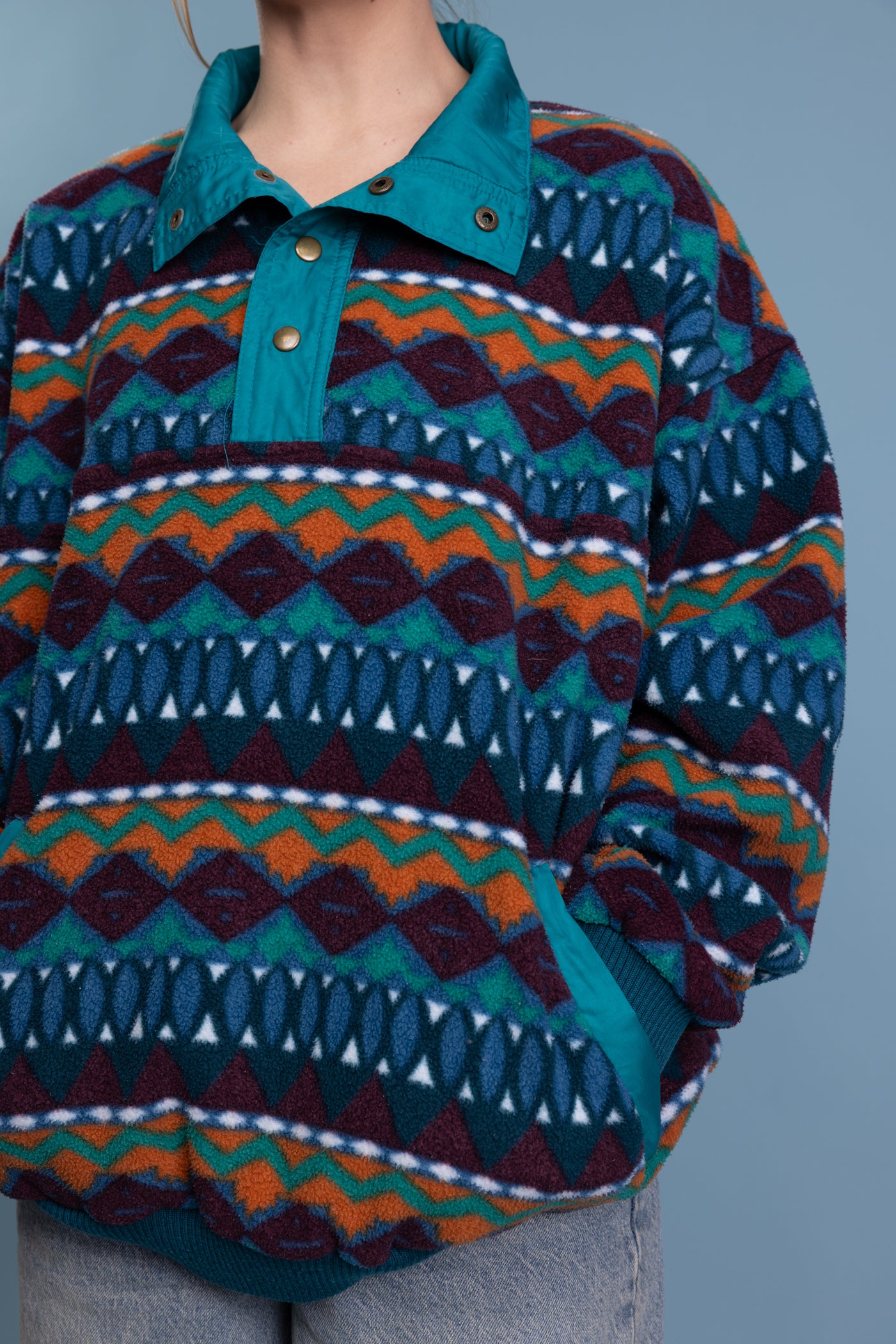 80's Teal Aztec Fleece M/L