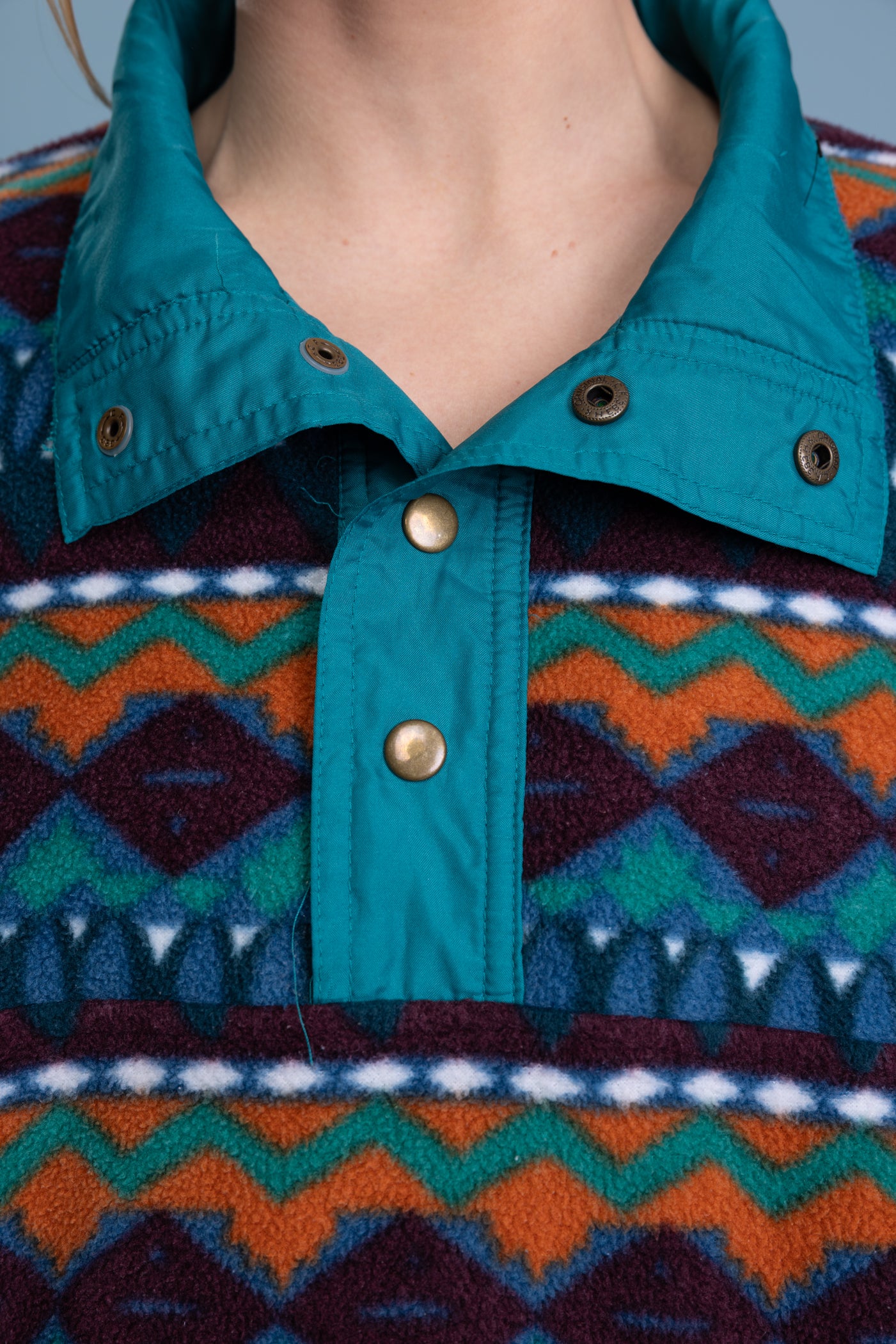 80's Teal Aztec Fleece M/L