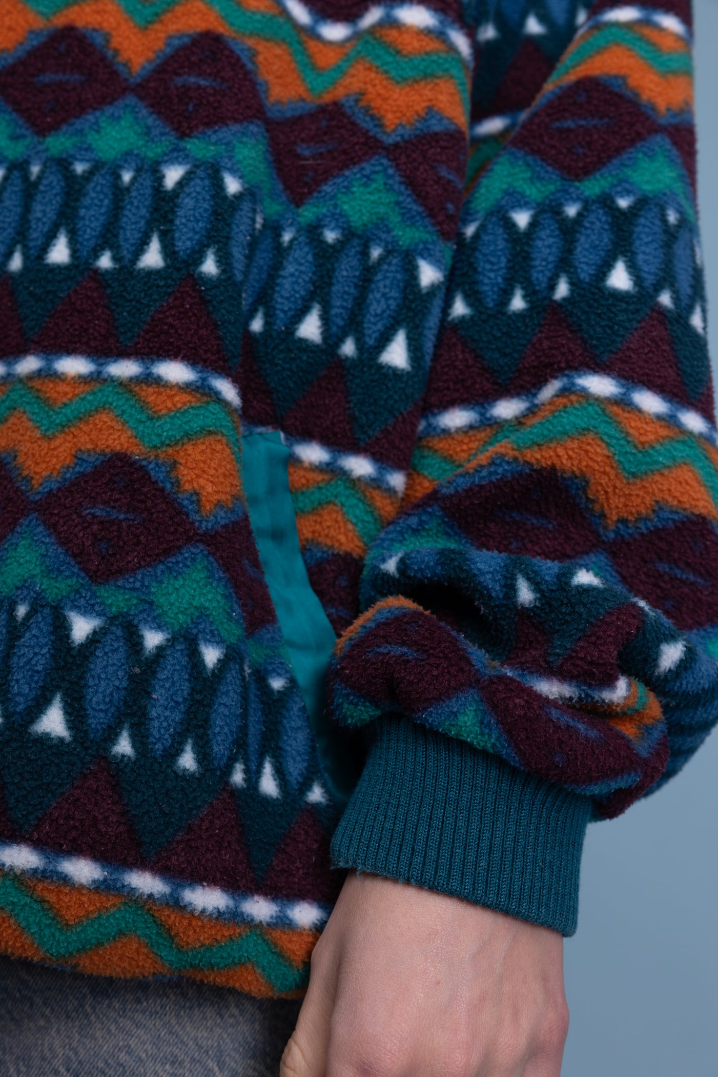 80's Teal Aztec Fleece M/L