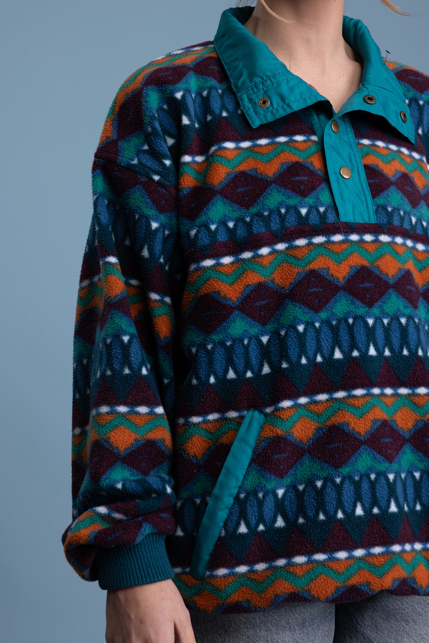 80's Teal Aztec Fleece M/L