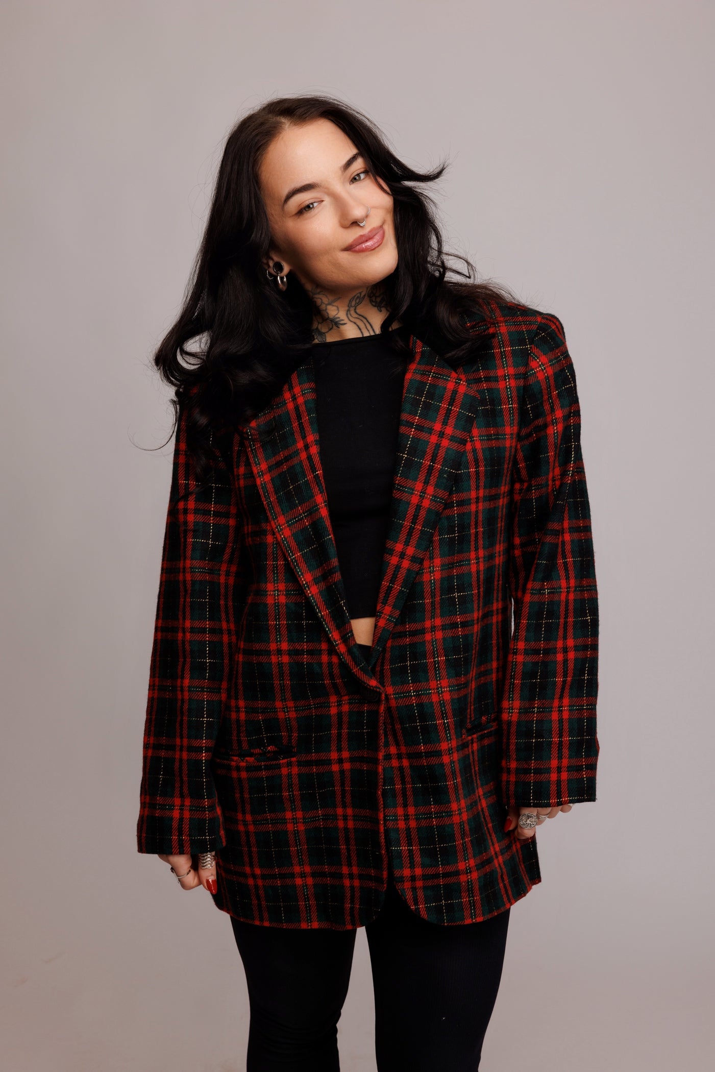 90's Tartan Blazer M/L