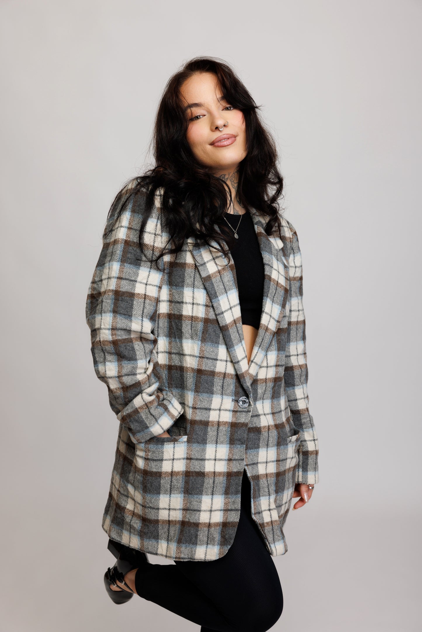 90's Check Oversized Blazer M/L
