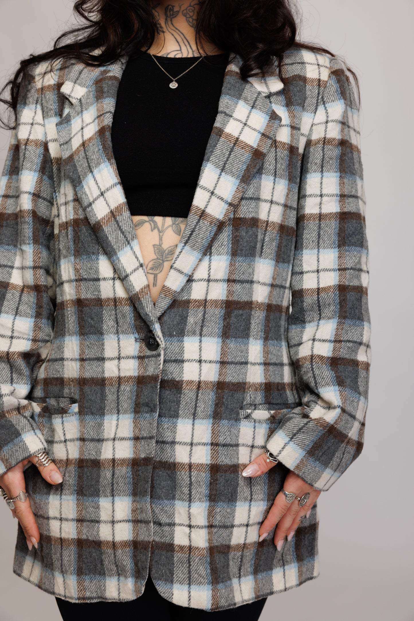 90's Check Oversized Blazer M/L