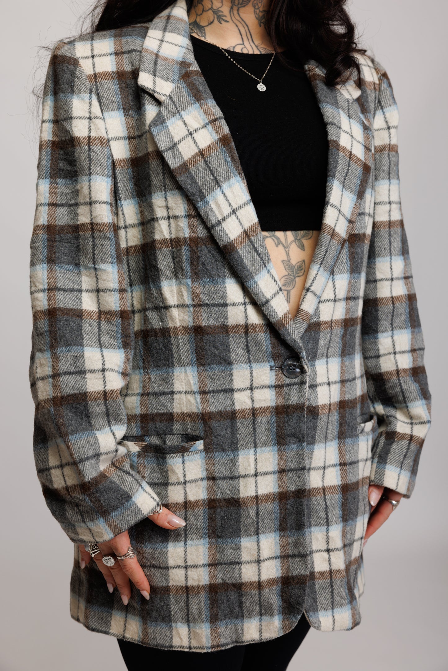 90's Check Oversized Blazer M/L