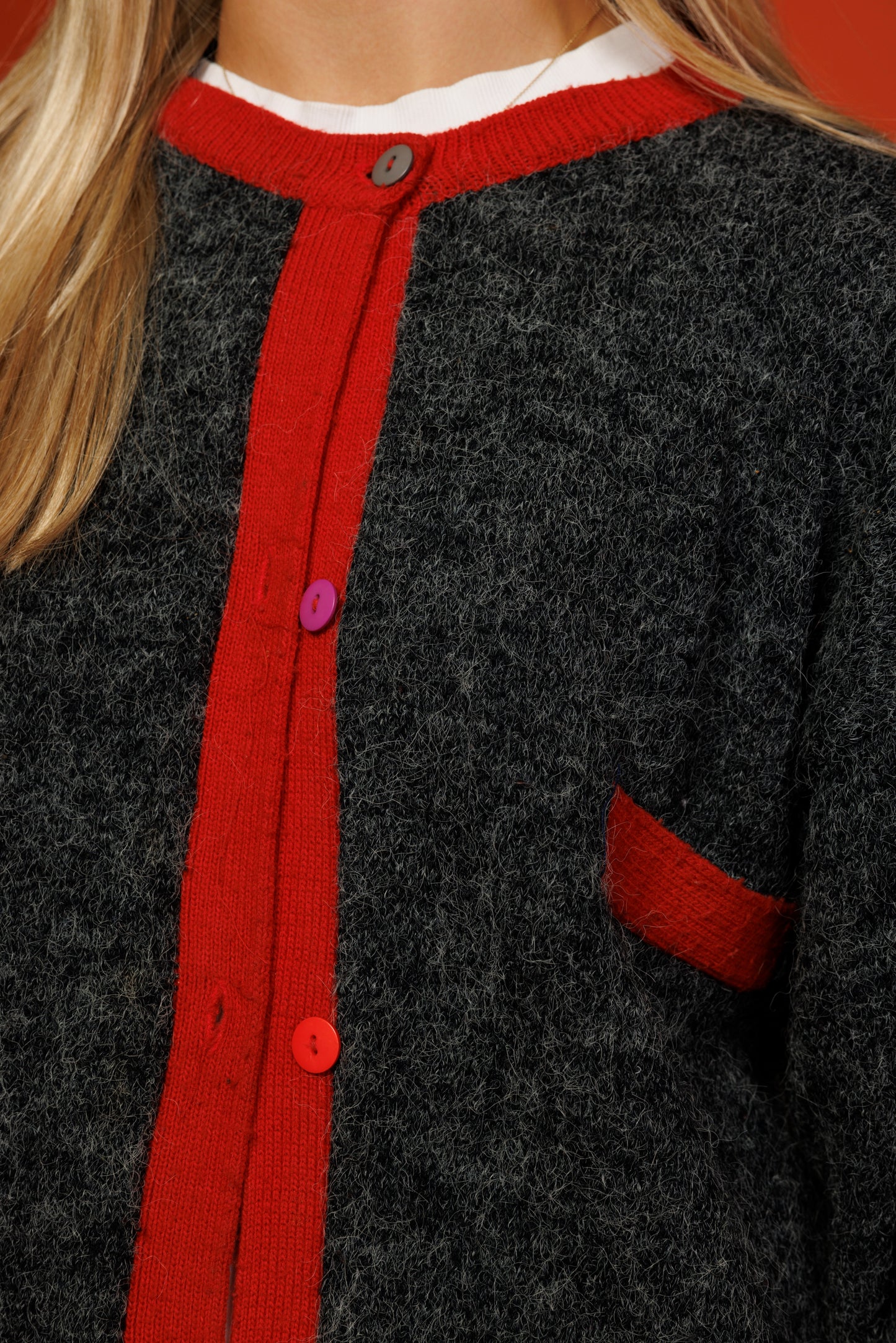 80's Colours of The World Contrast Cardigan M