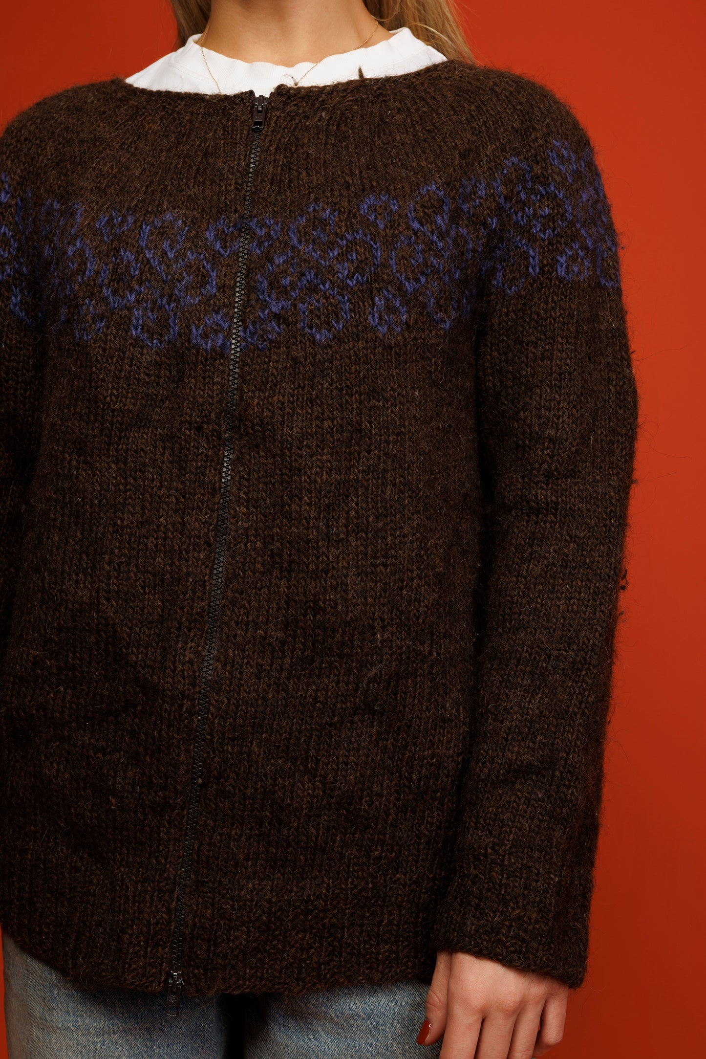 70's Handknit Wool Cardigan Jacket M/L