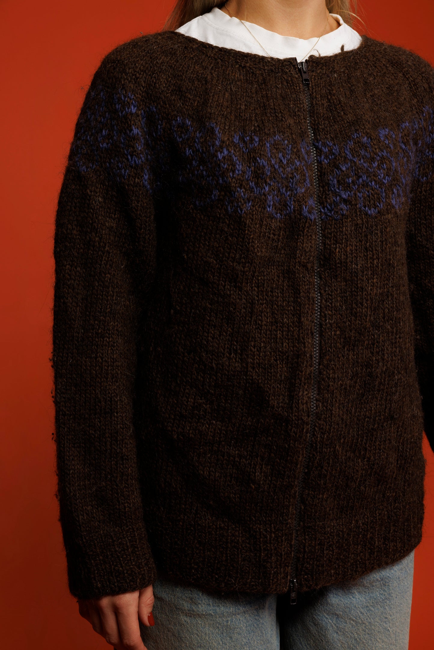 70's Handknit Wool Cardigan Jacket M/L