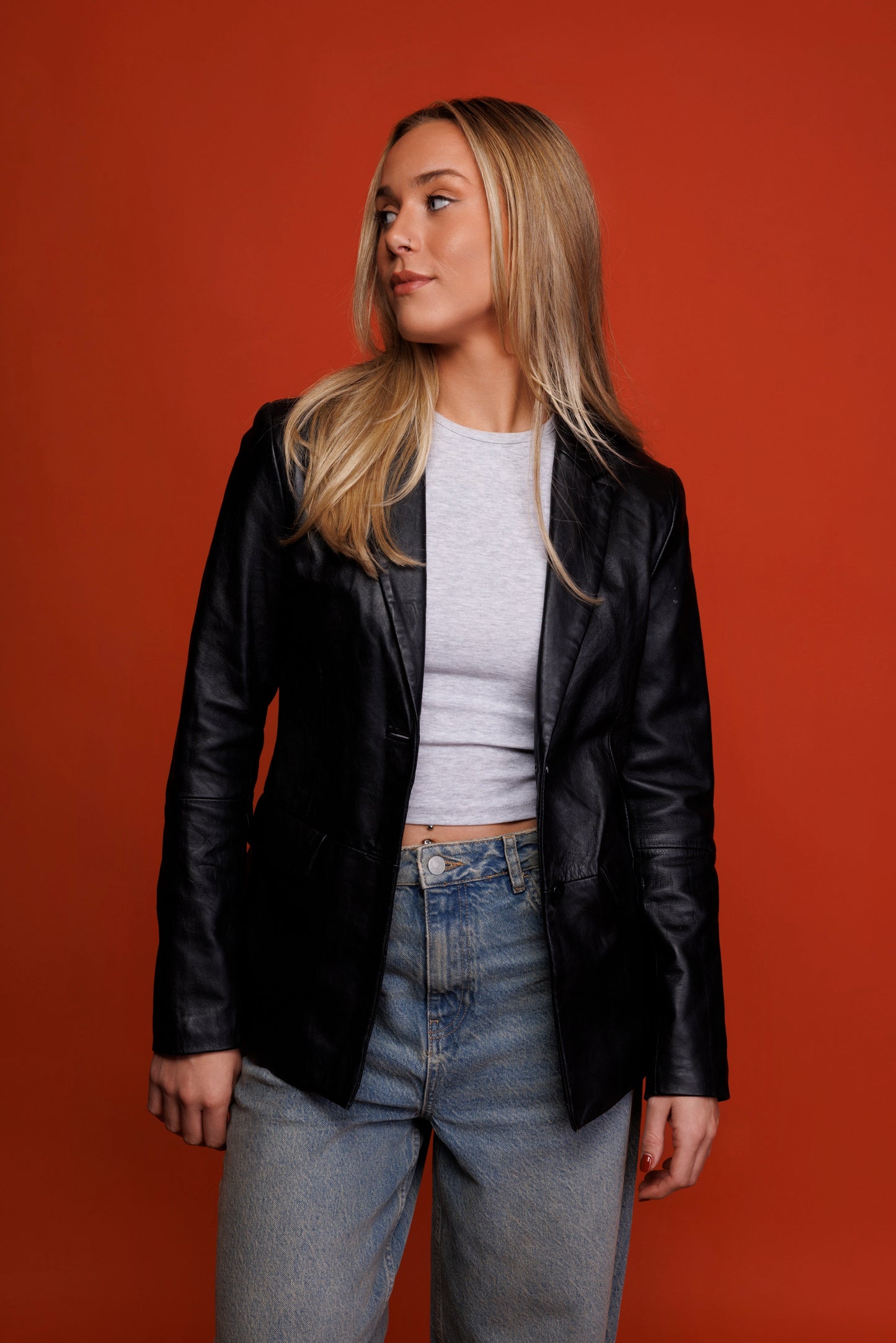 70's Leather Blazer S/M
