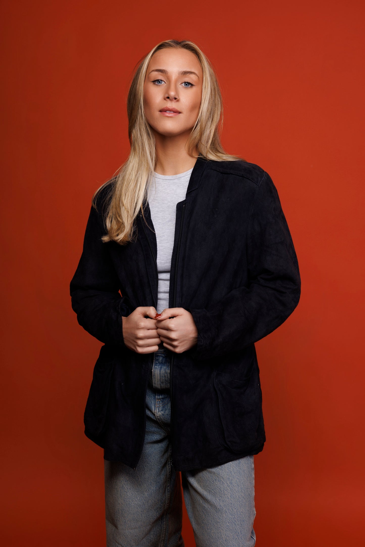 80's Black Suede Bomber M