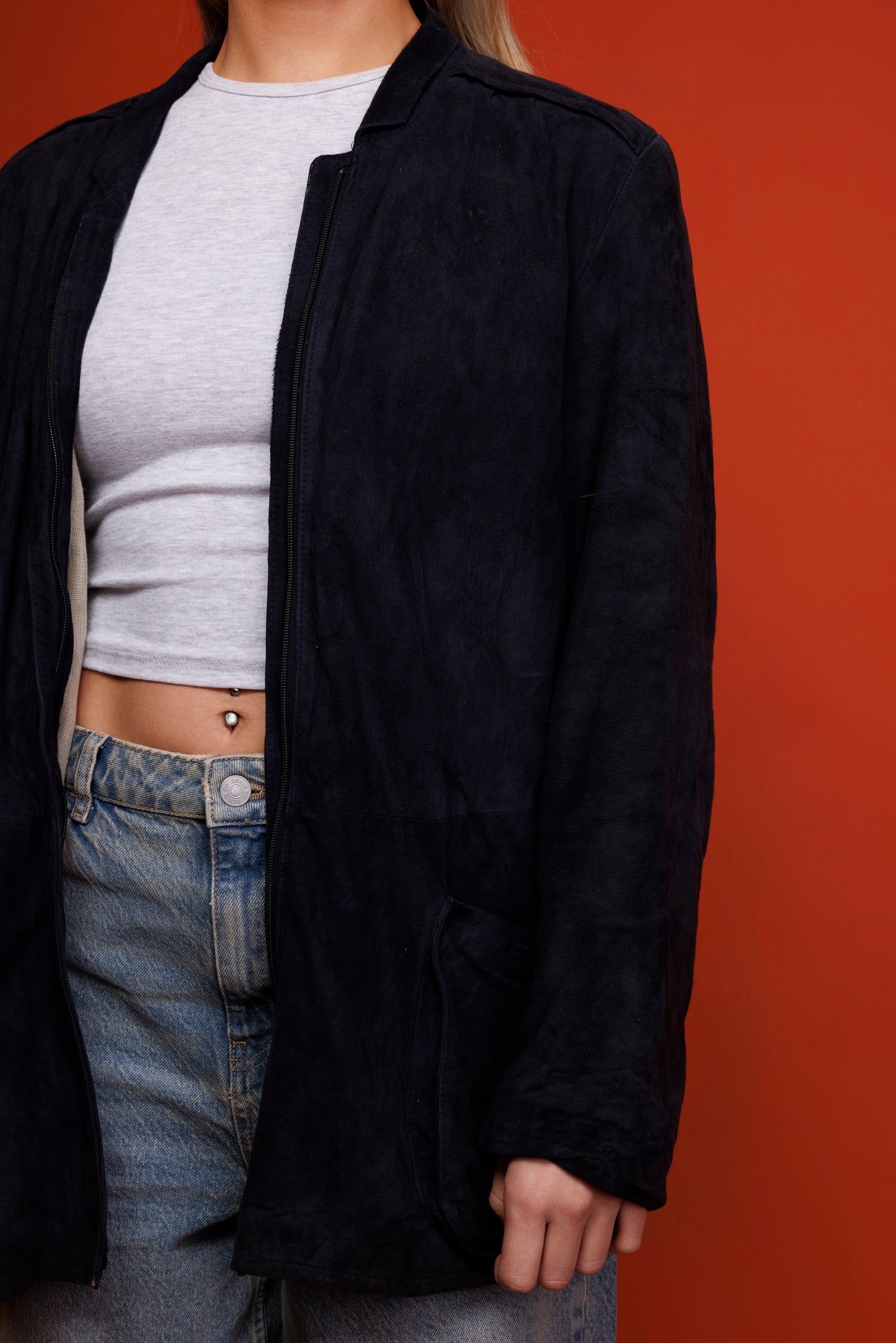 80's Black Suede Bomber M
