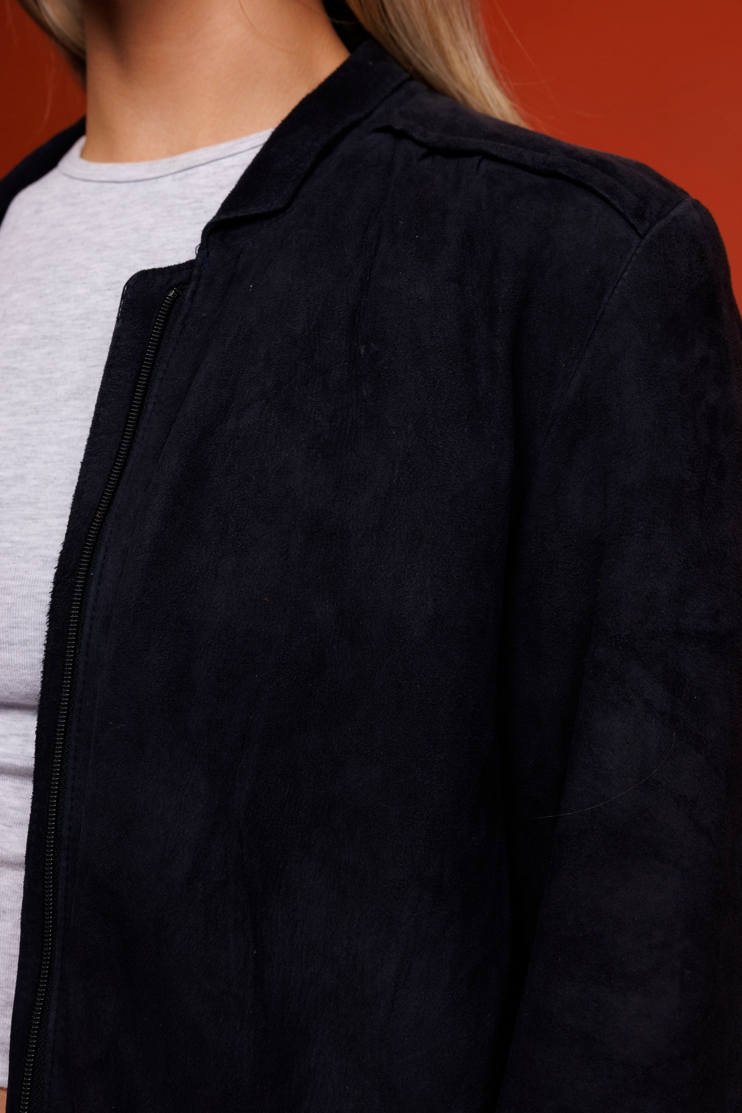 80's Black Suede Bomber M