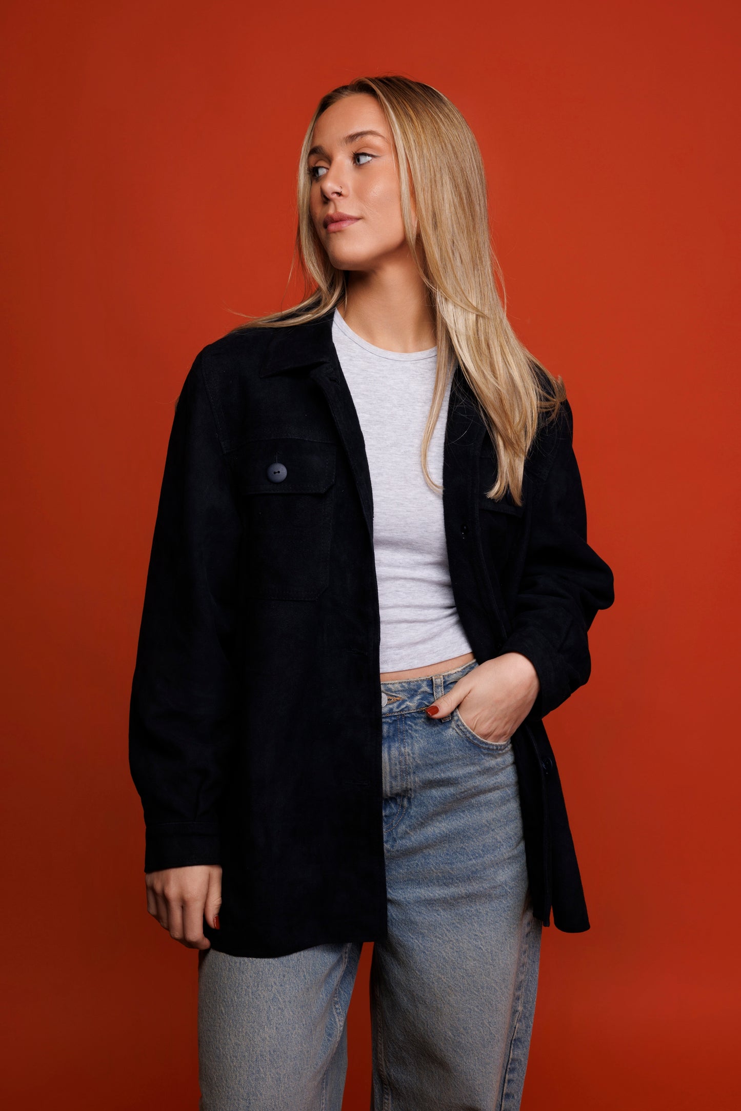 70's Suede Overshirt L