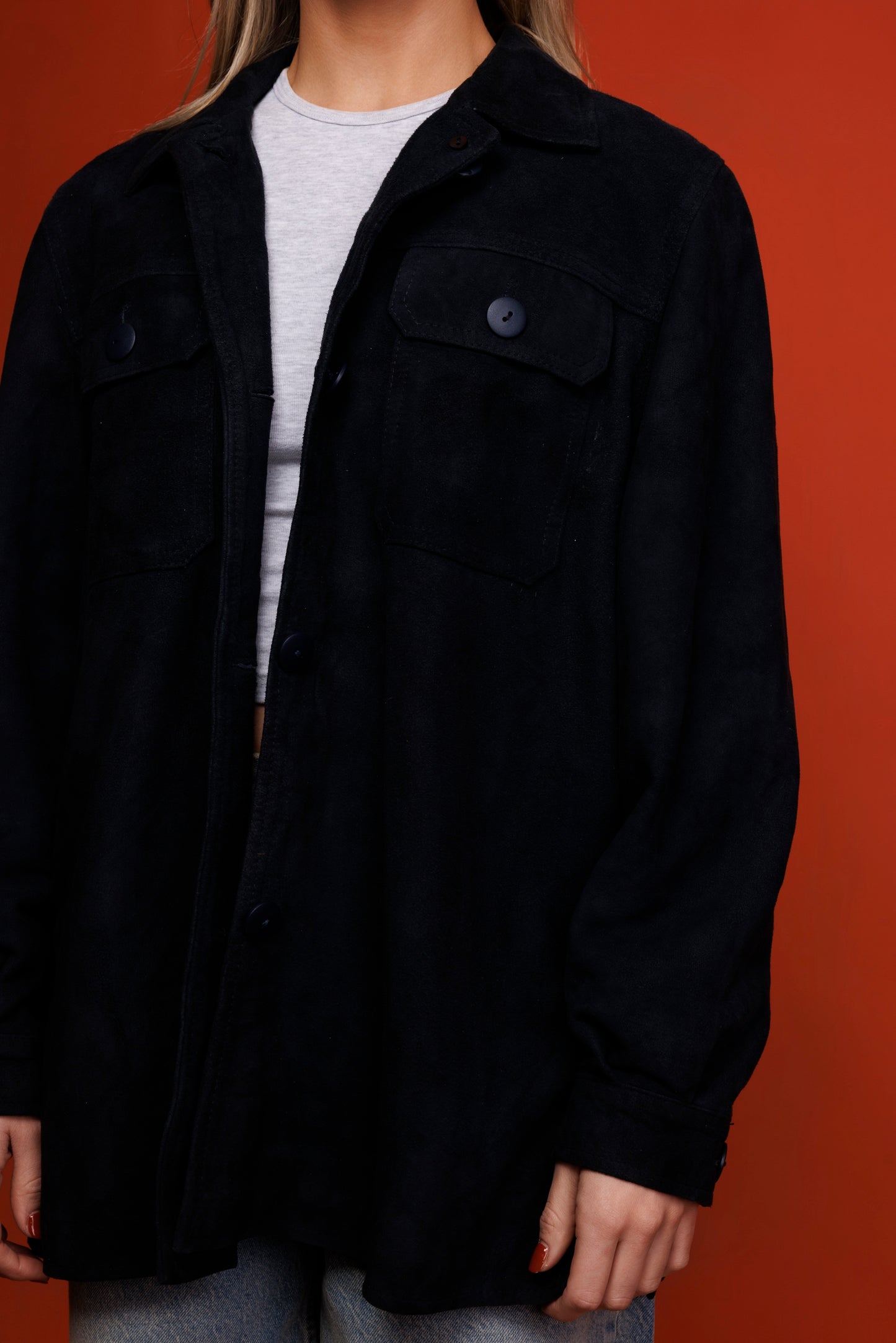 70's Suede Overshirt L
