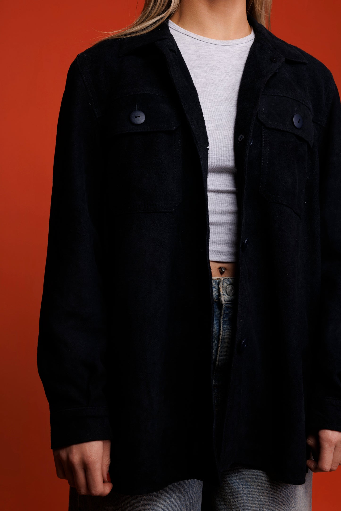 70's Suede Overshirt L