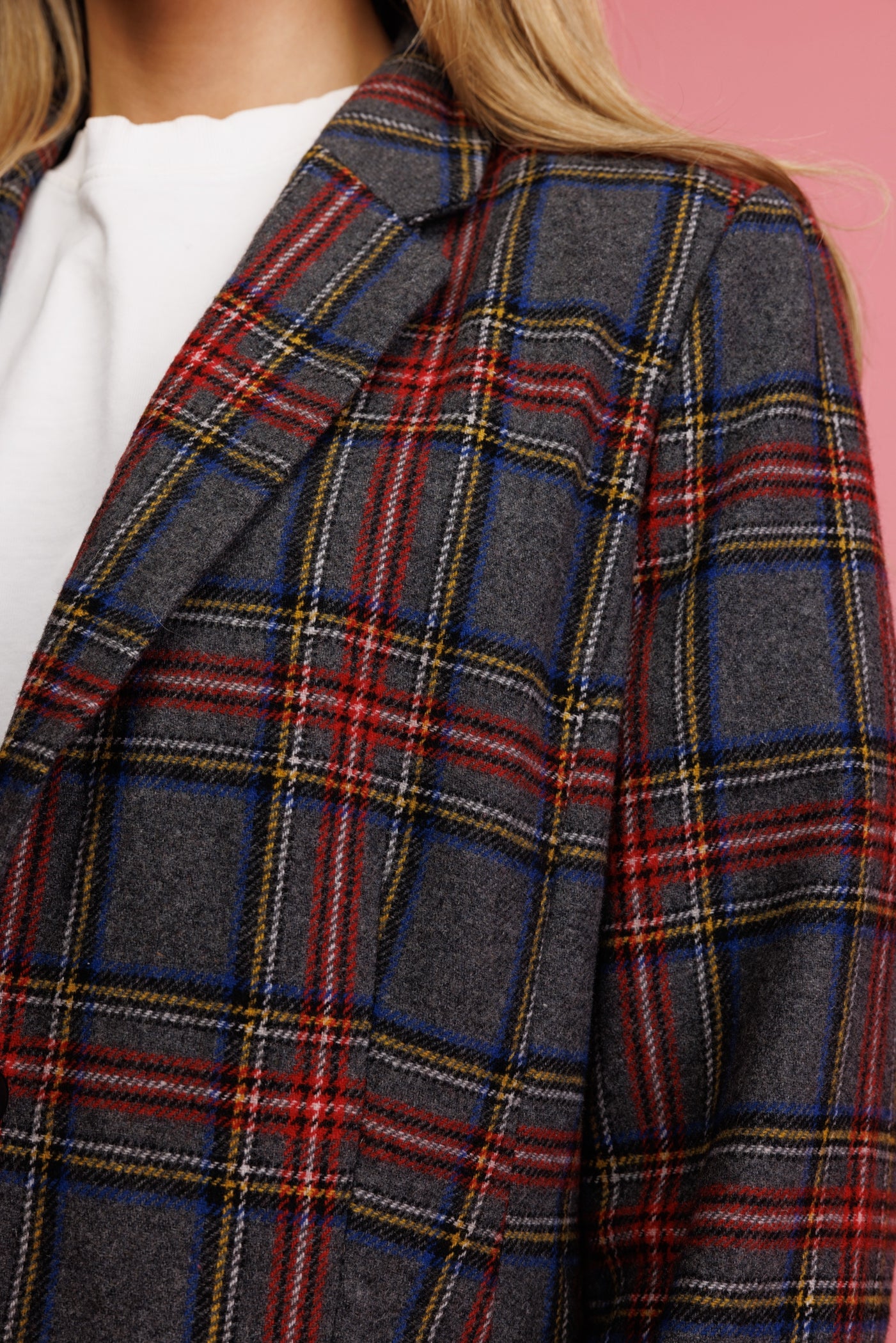1980's Check Wool Blend Blazer M