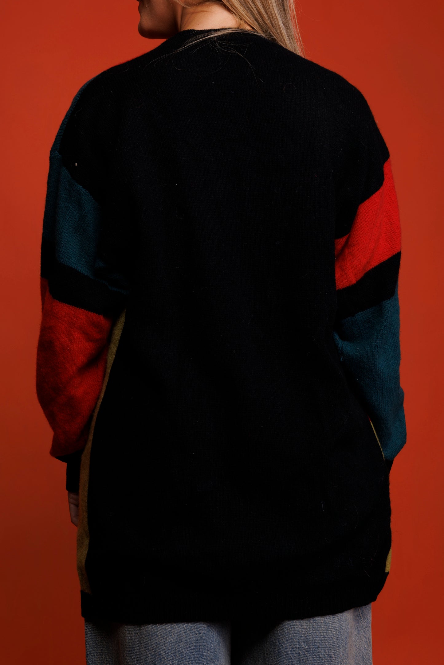 80's Block Colour Longline Cardigan M