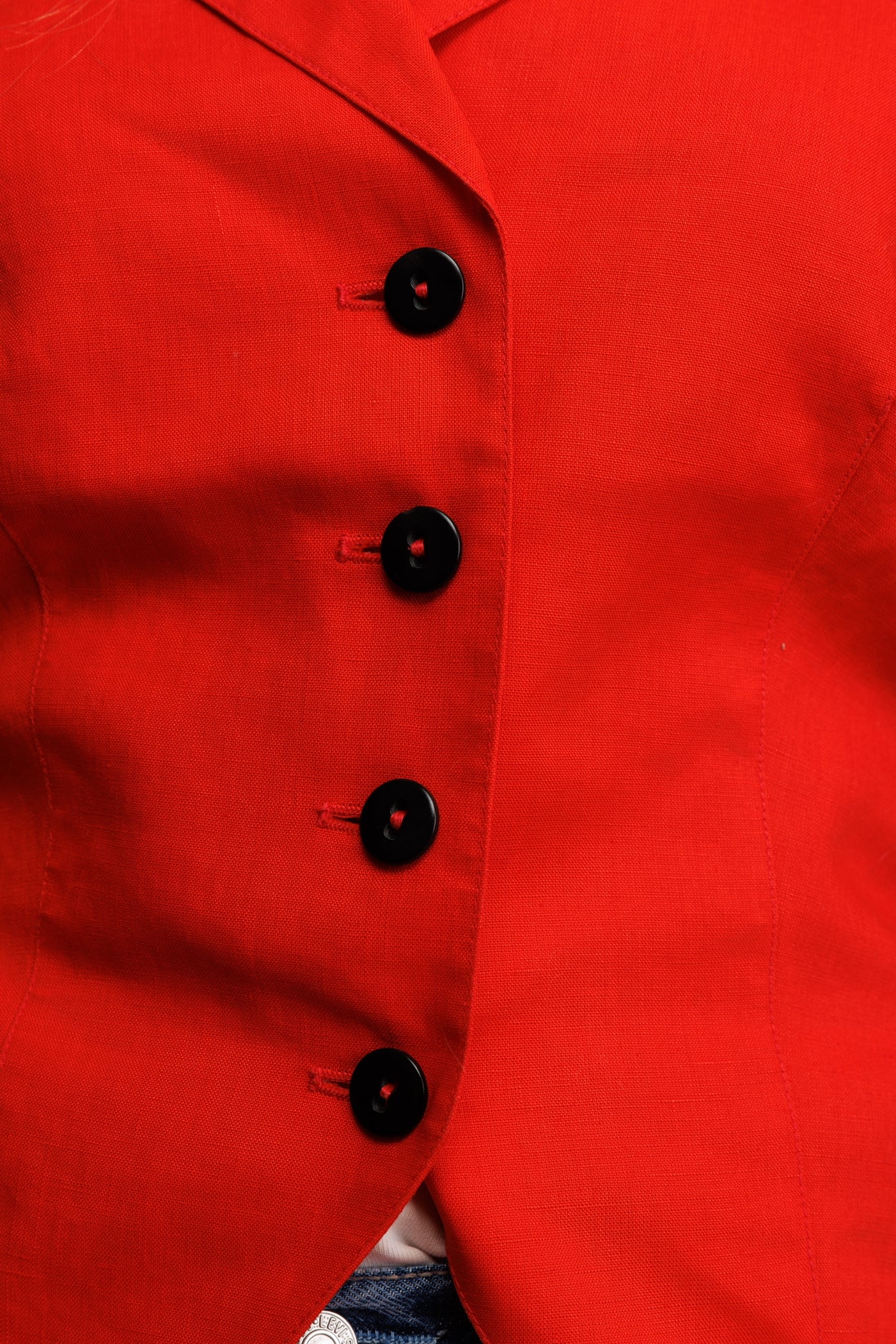 1980's Cropped Linen S/S Blazer S