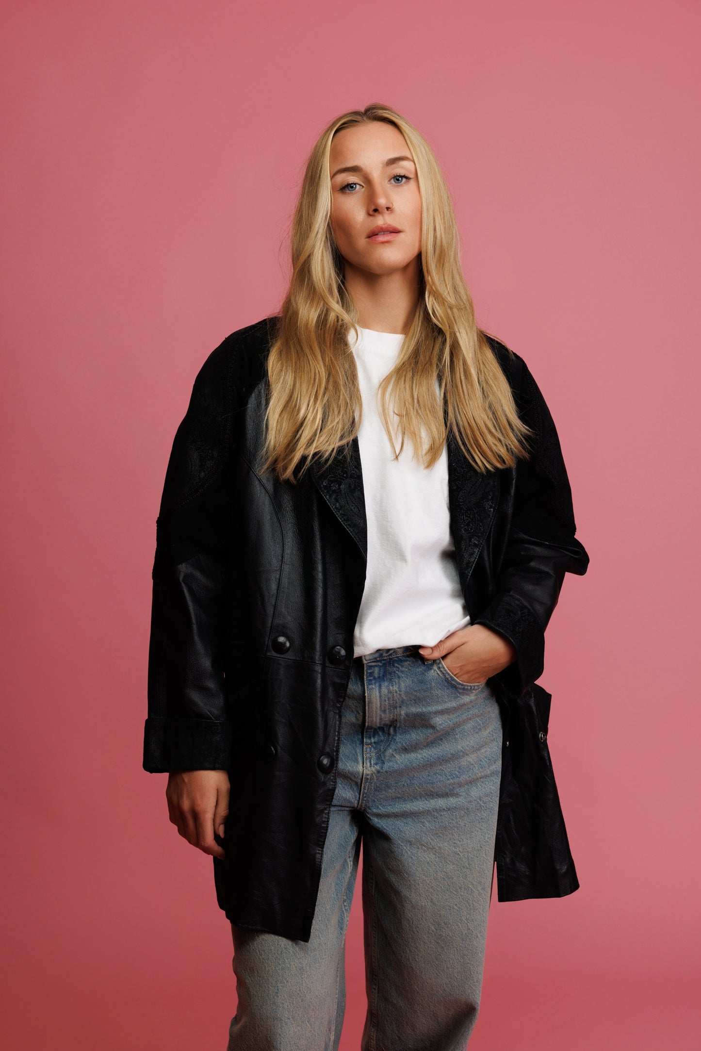 80's Leather & Suede Car Coat M/L