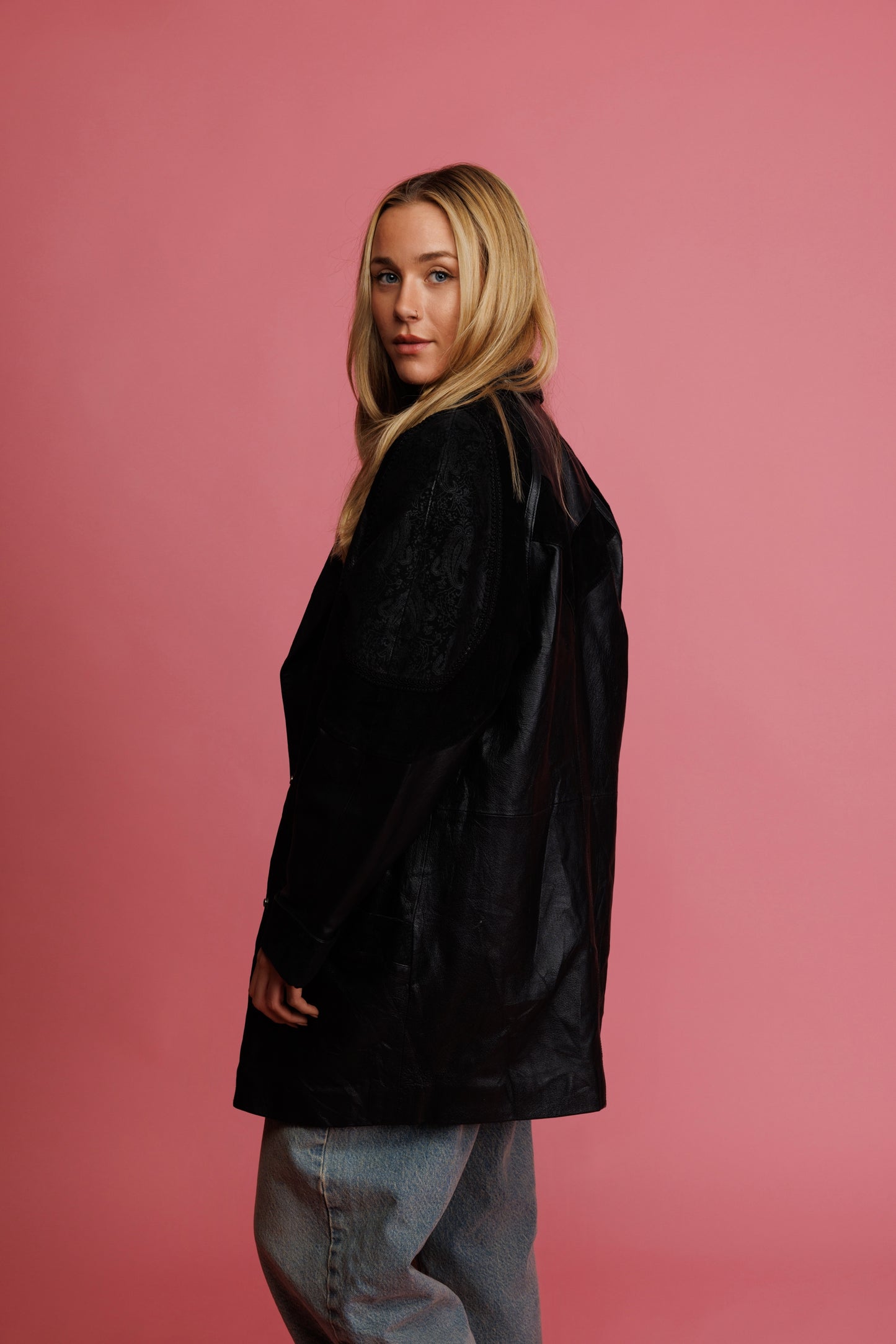 80's Leather & Suede Car Coat M/L