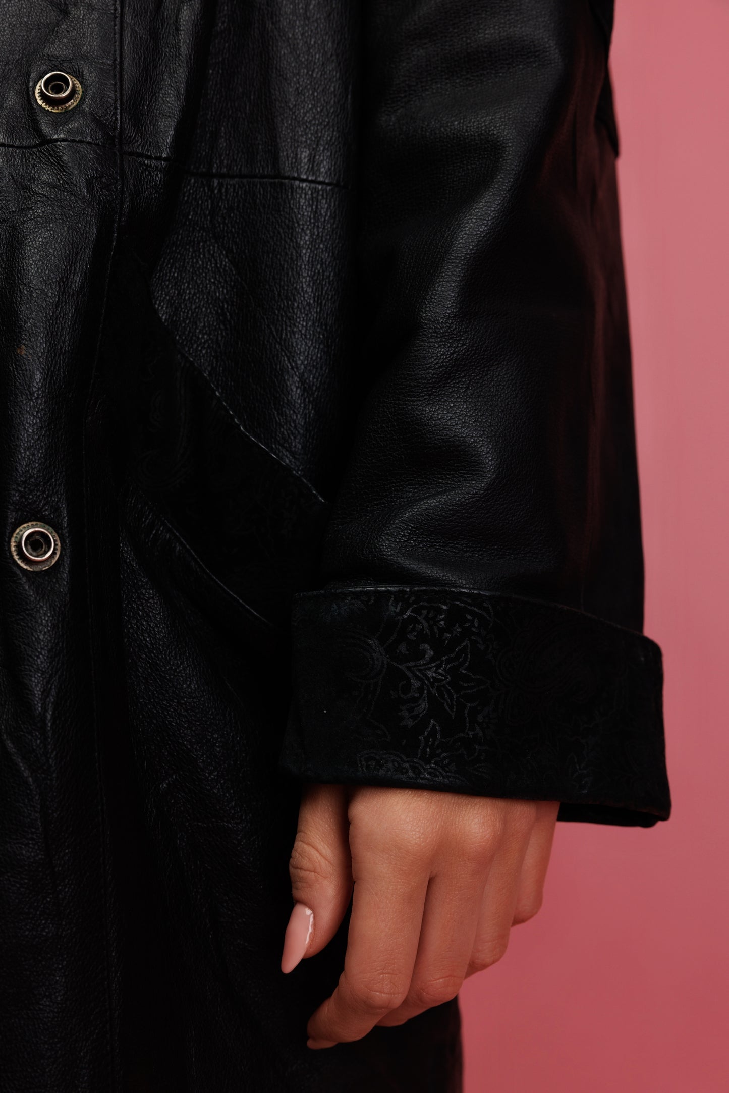 80's Leather & Suede Car Coat M/L