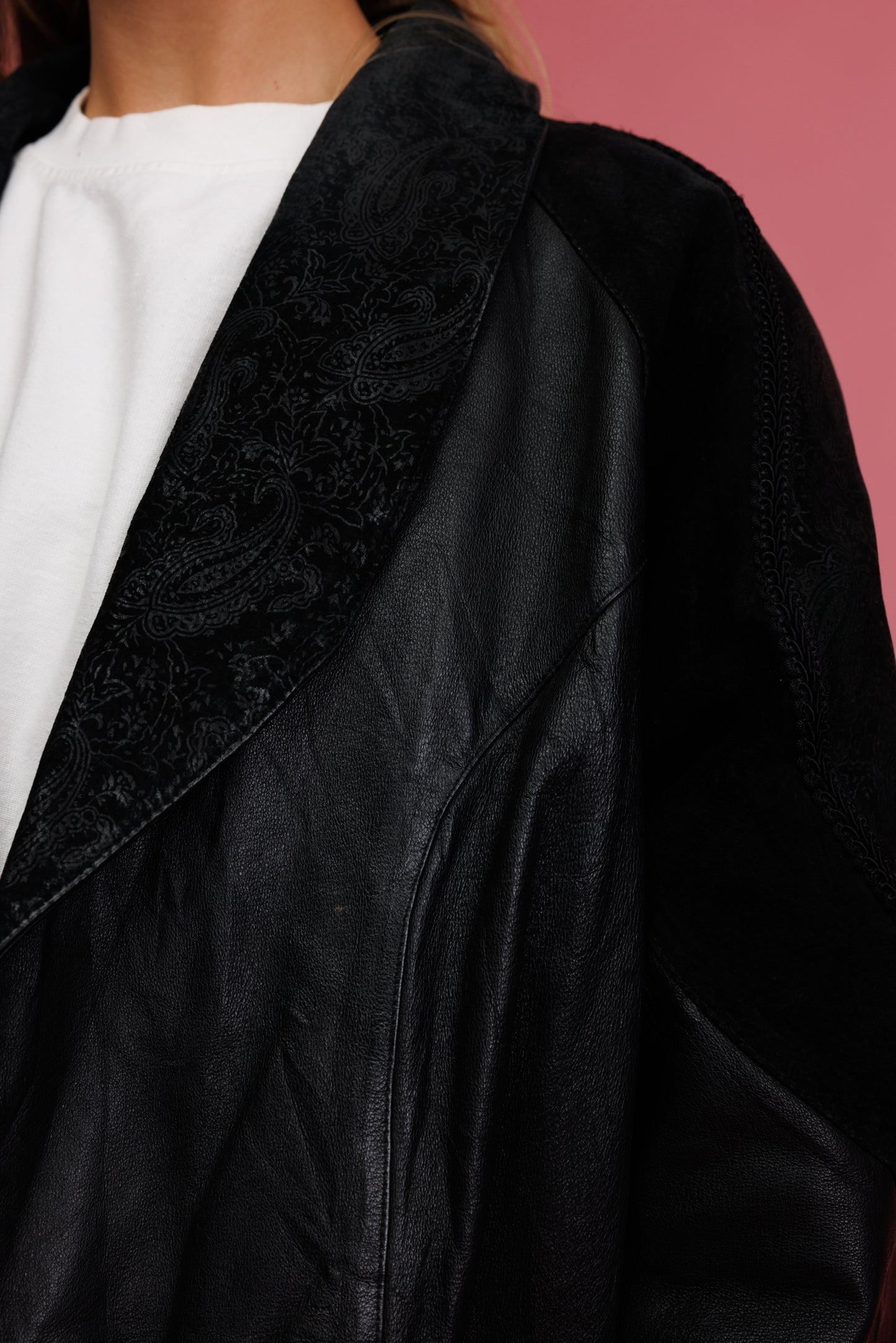 80's Leather & Suede Car Coat M/L