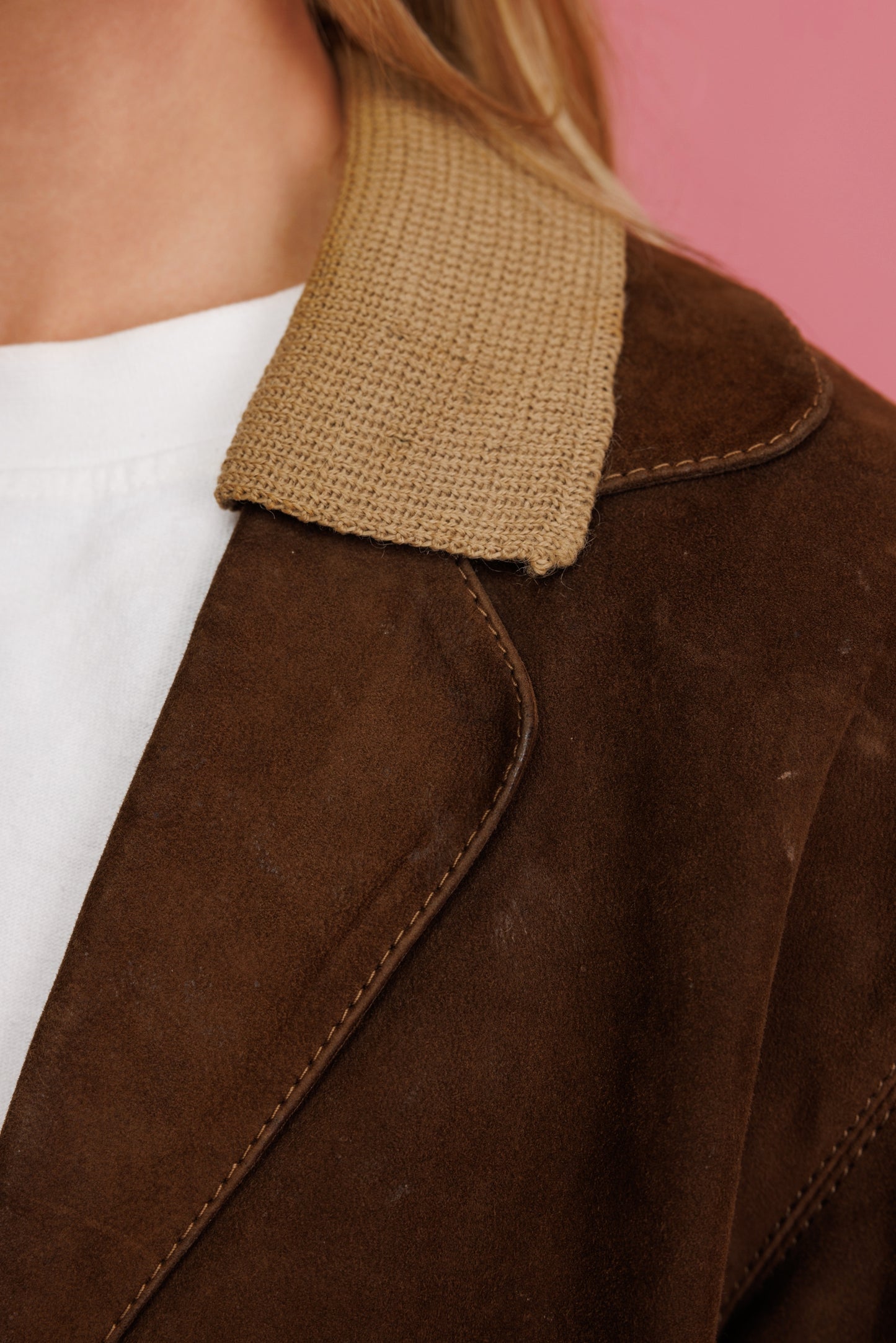 70's Chocolate Suede Boxy Jacket M