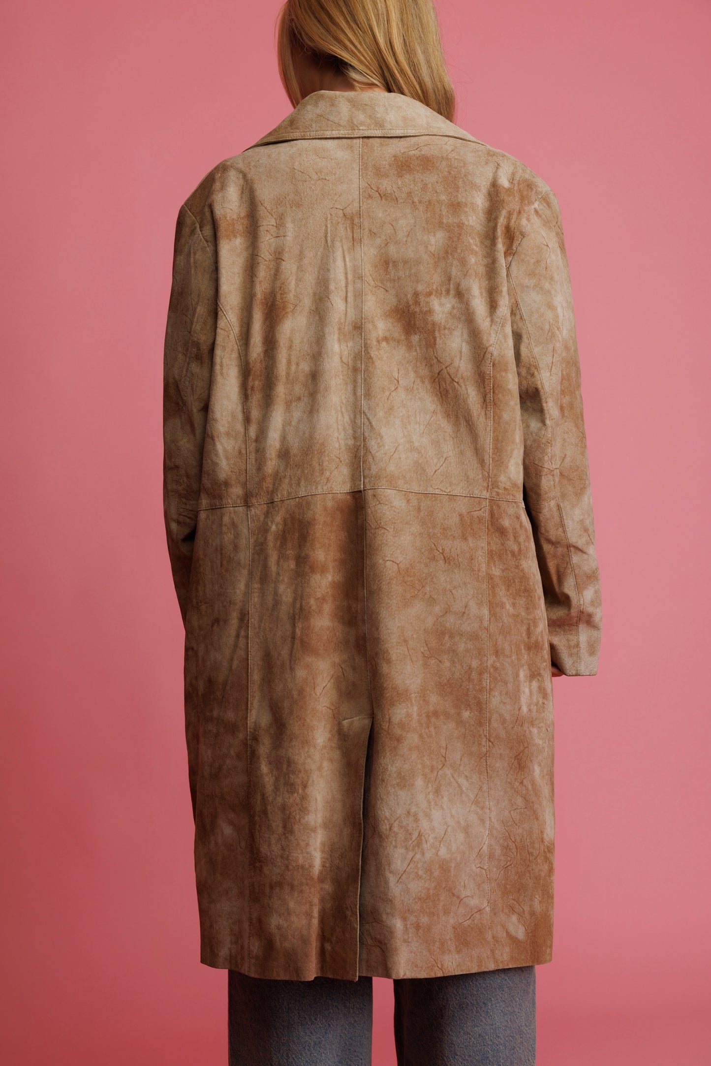 70's Suede Distressed Maxi Coat M/L