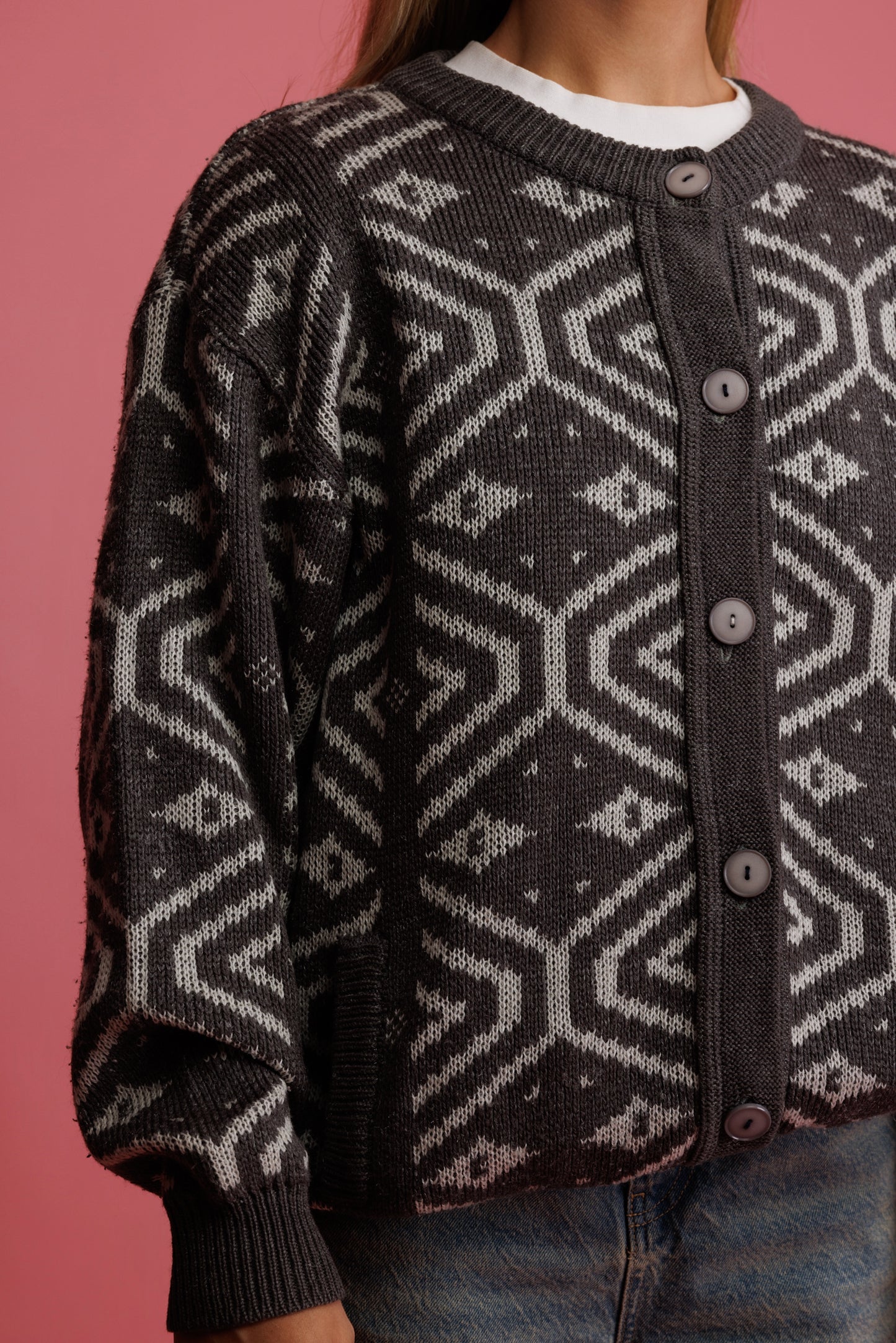 80's Hexagonal Cardi Coat M