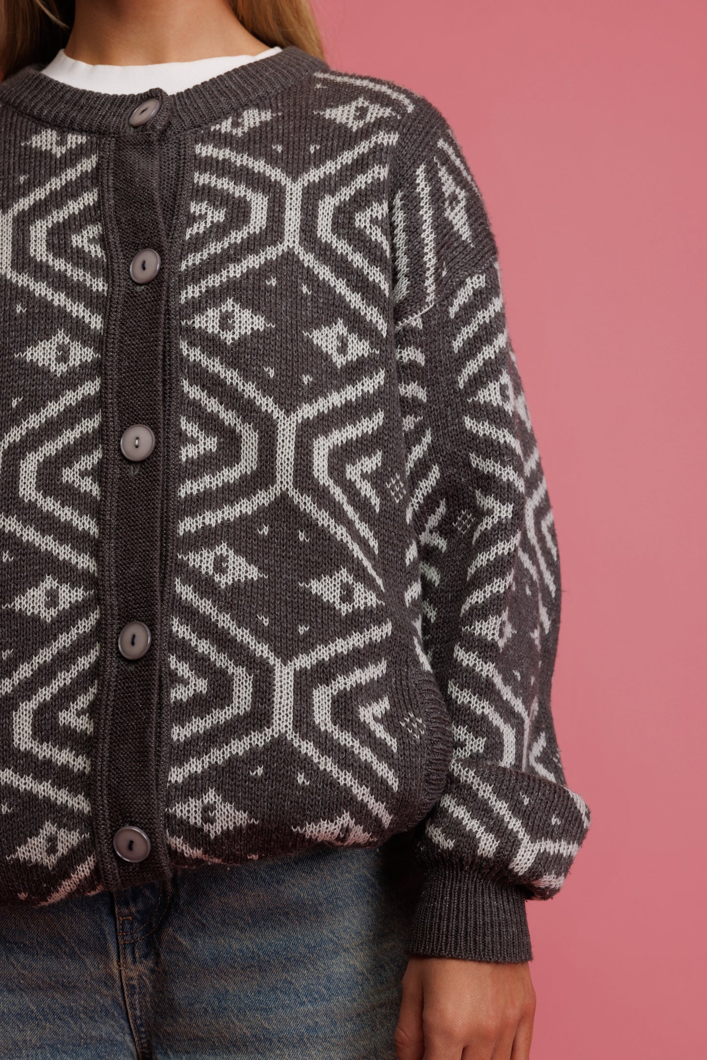 80's Hexagonal Cardi Coat M