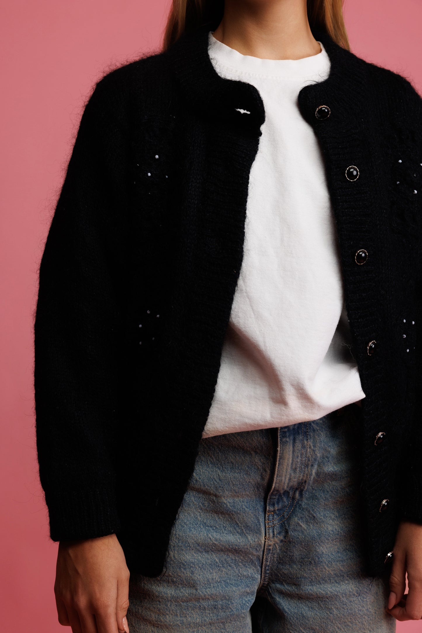 80's Angora Cardigan S/M