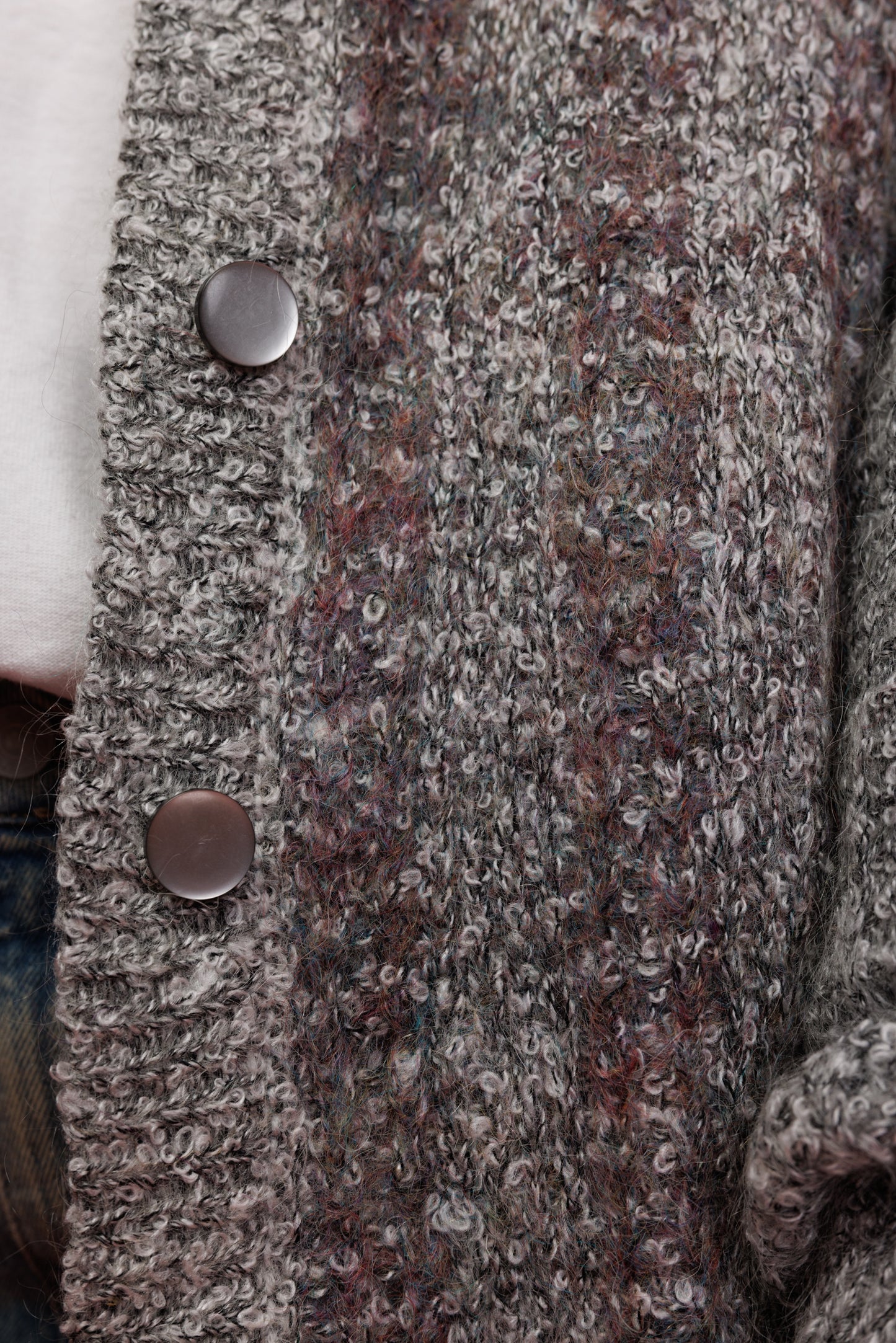 80's Grey Marled Cardi Coat M