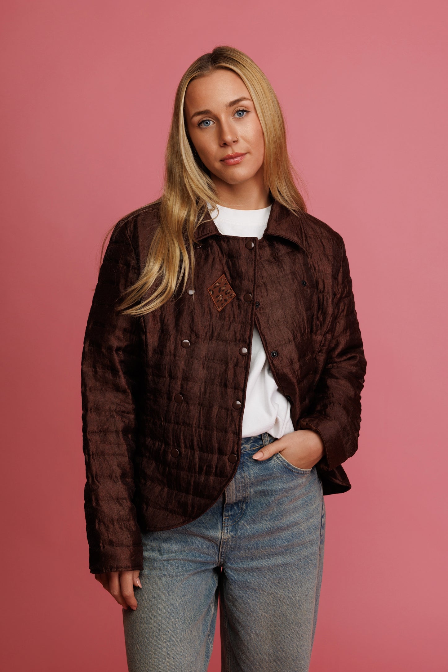 80's Brown Quilted Jacket M