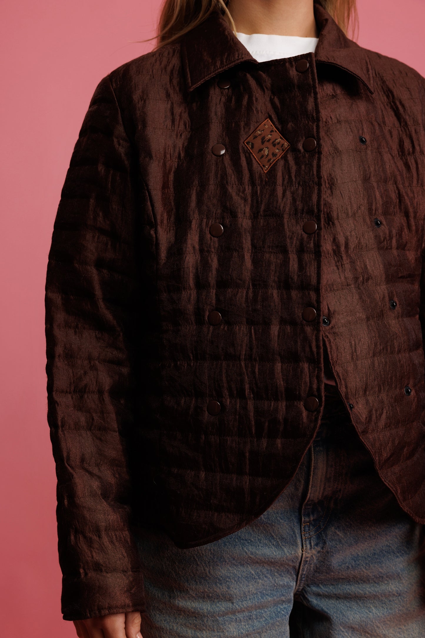 80's Brown Quilted Jacket M