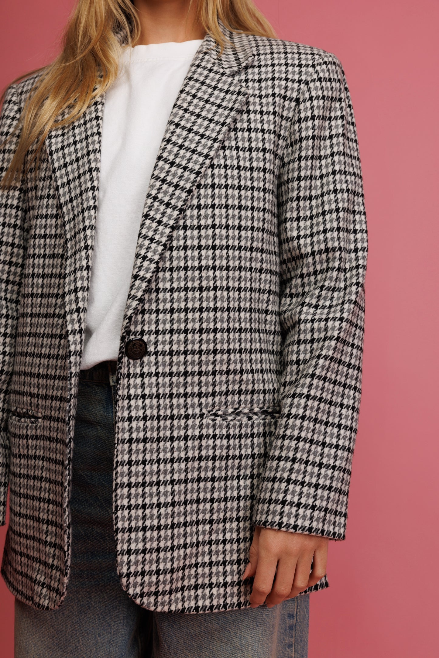 80's Grey Check Blazer M/L