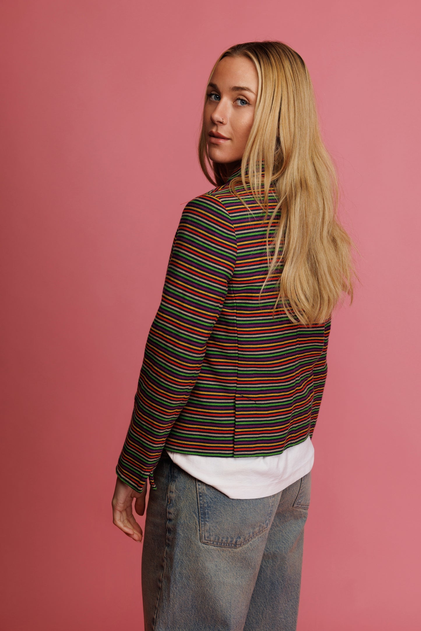 70's Colourful Striped Cropped Jacket S