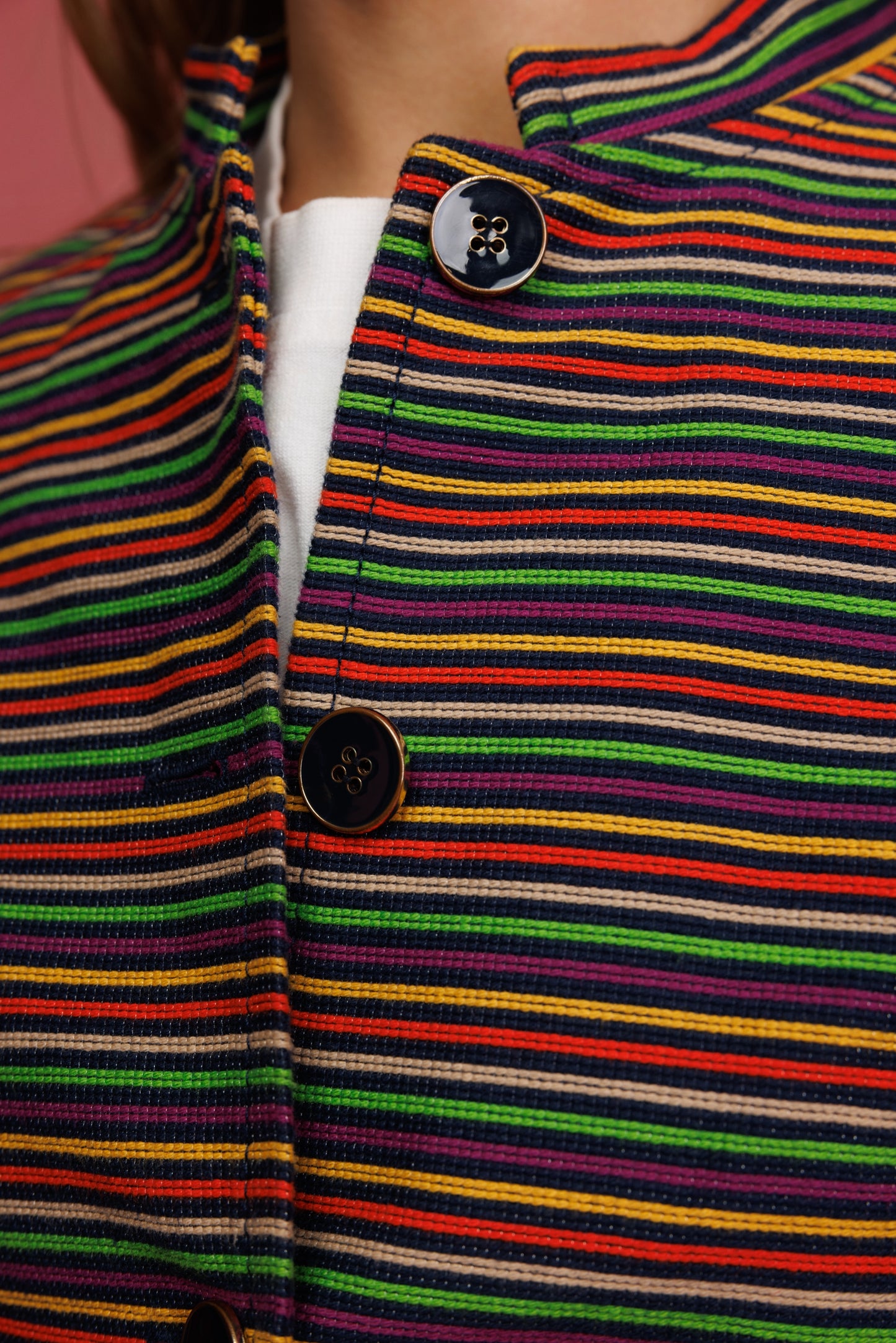 70's Colourful Striped Cropped Jacket S