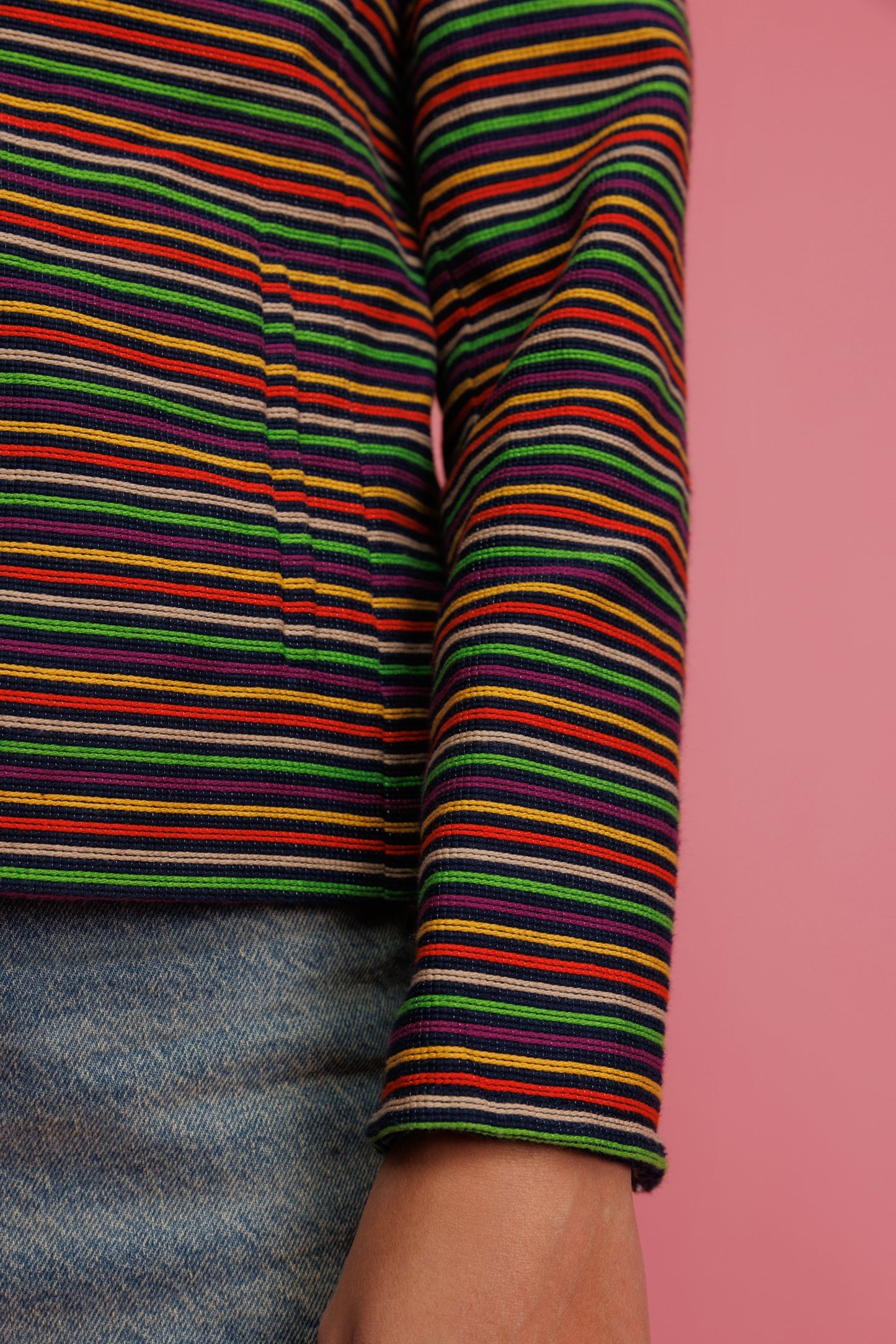 70's Colourful Striped Cropped Jacket S