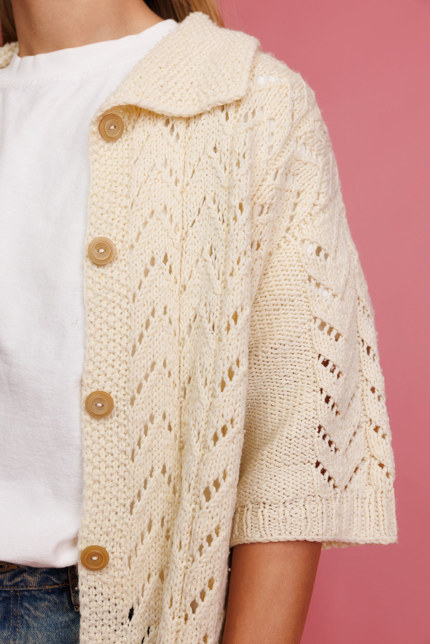 80's Handknit Crochet Shirt XL