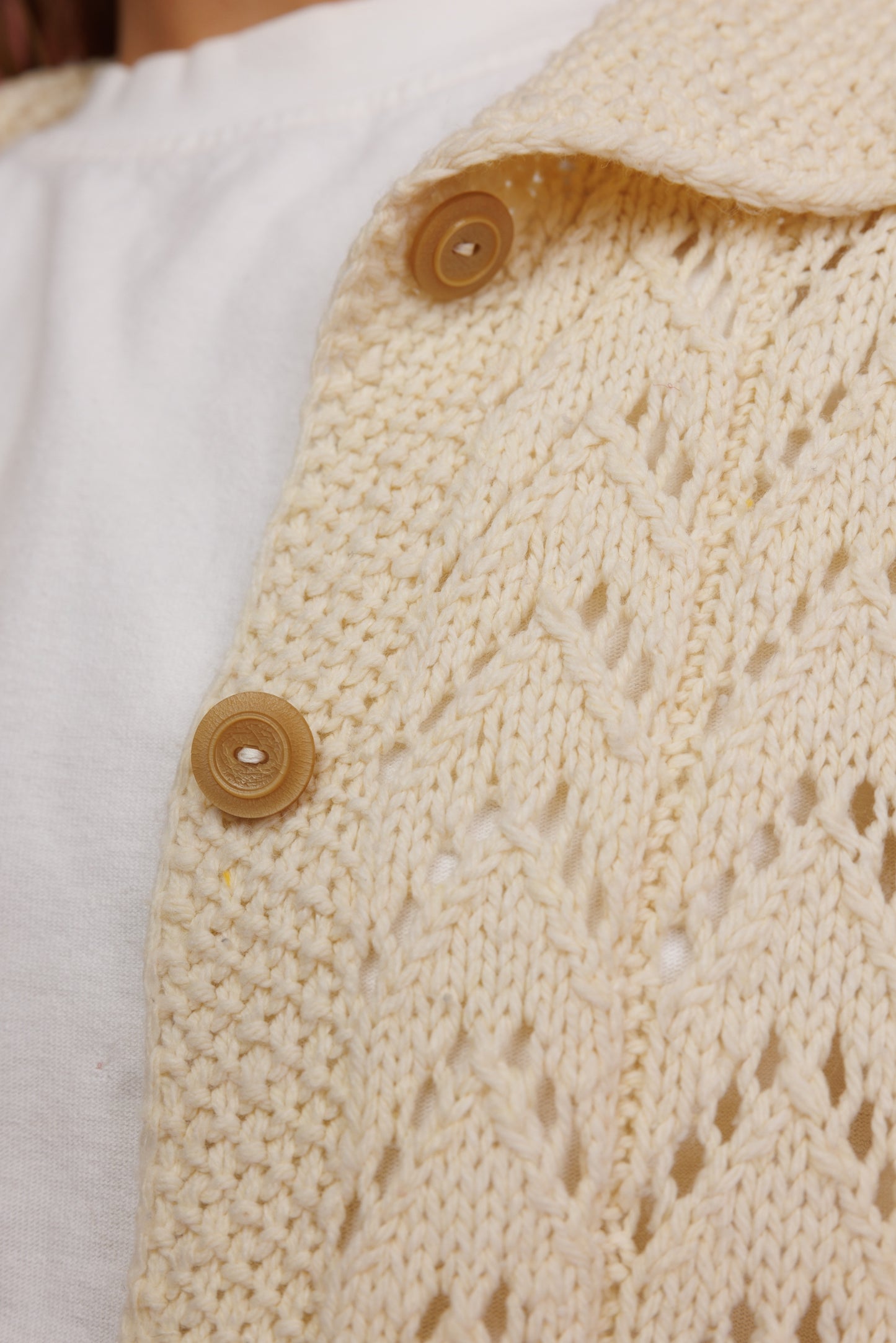 80's Handknit Crochet Shirt XL