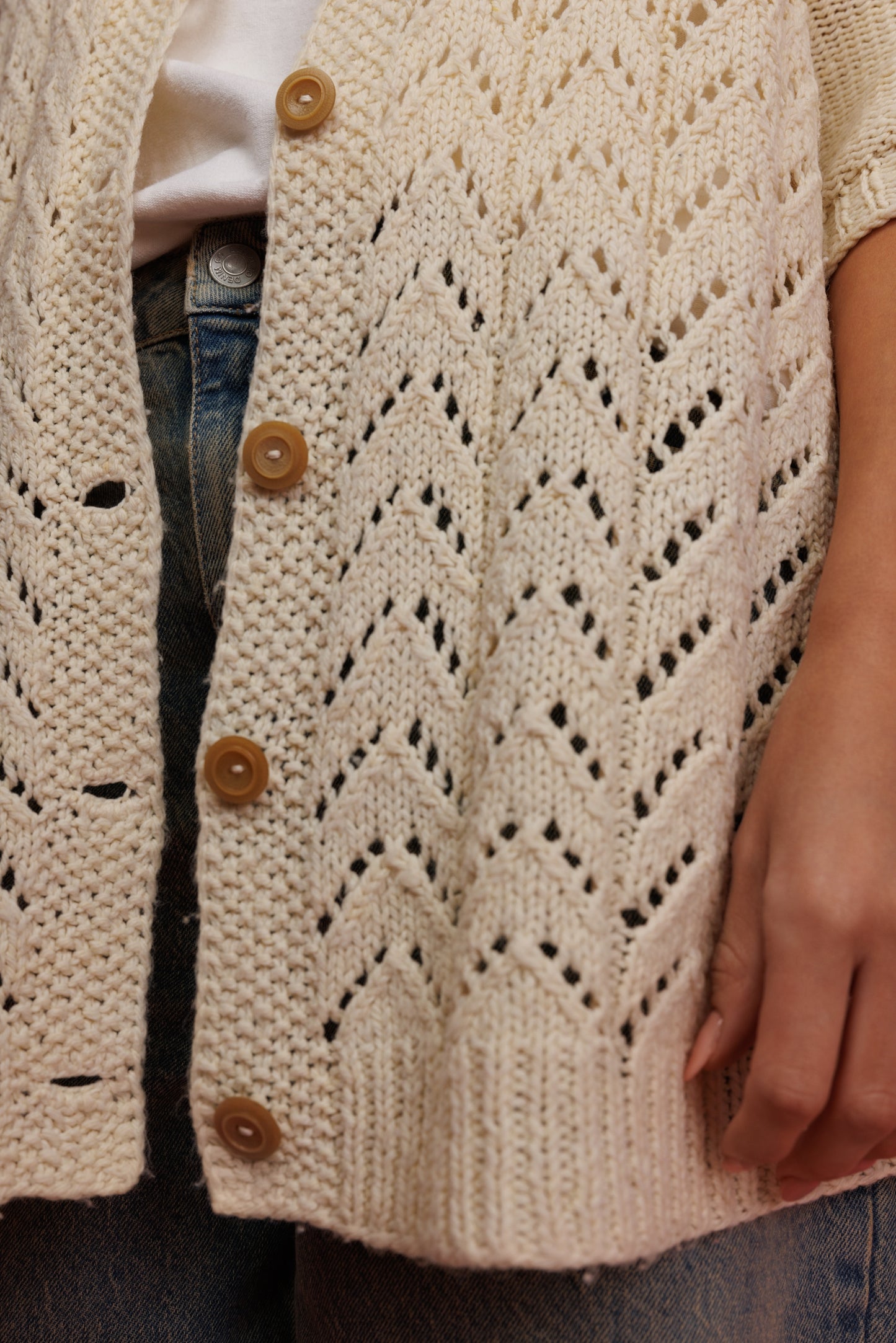 80's Handknit Crochet Shirt XL