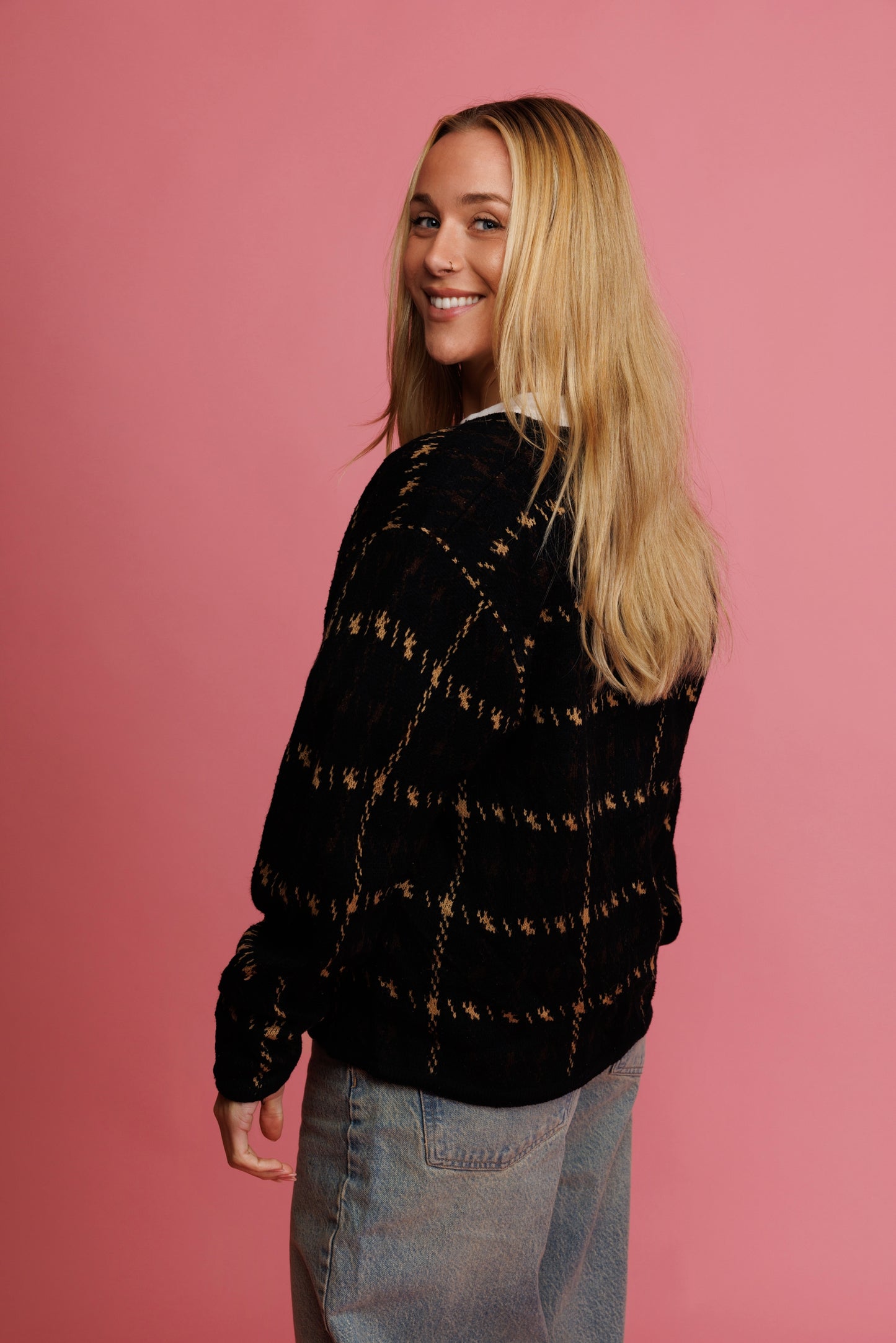 90's Check Cardigan M