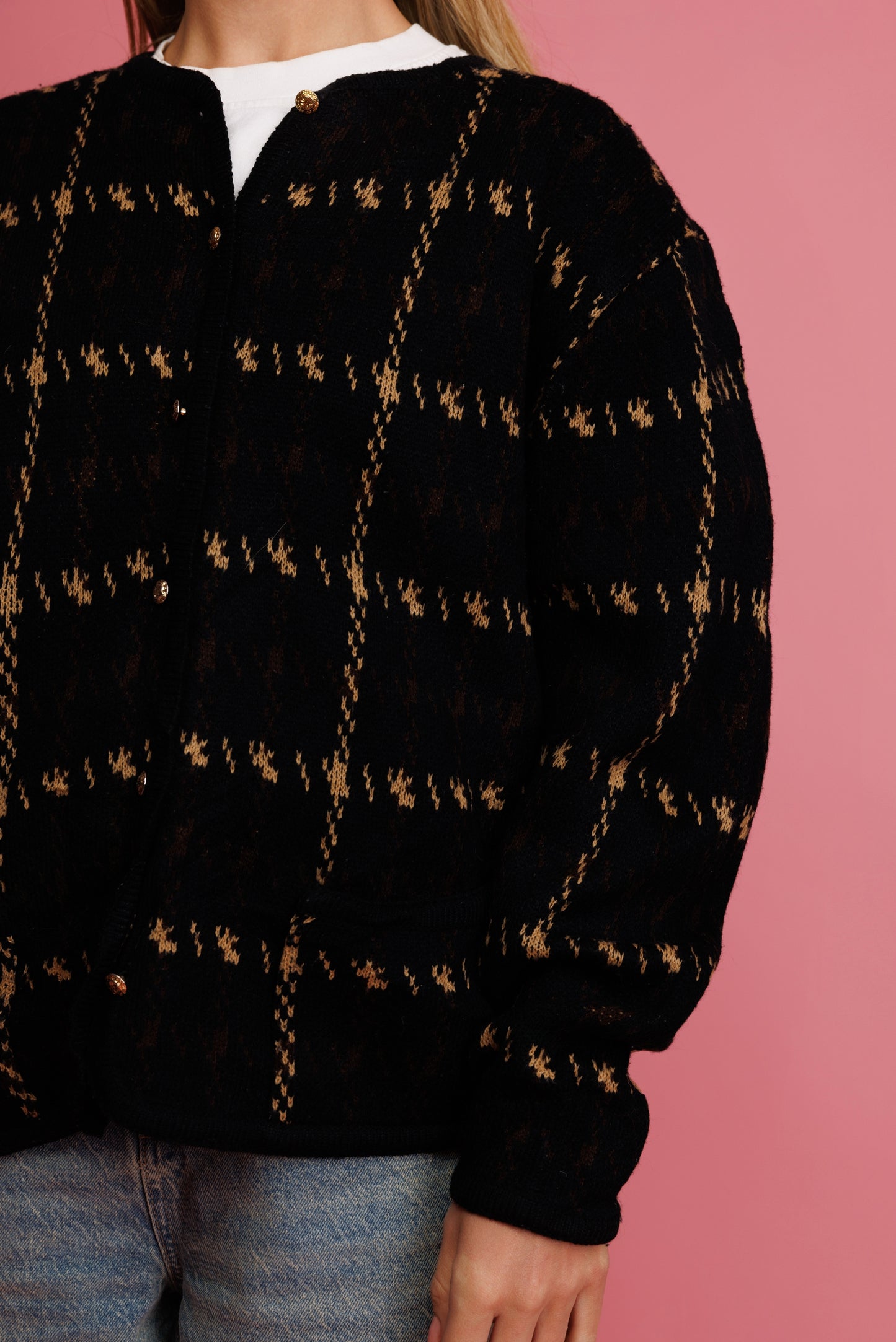 90's Check Cardigan M