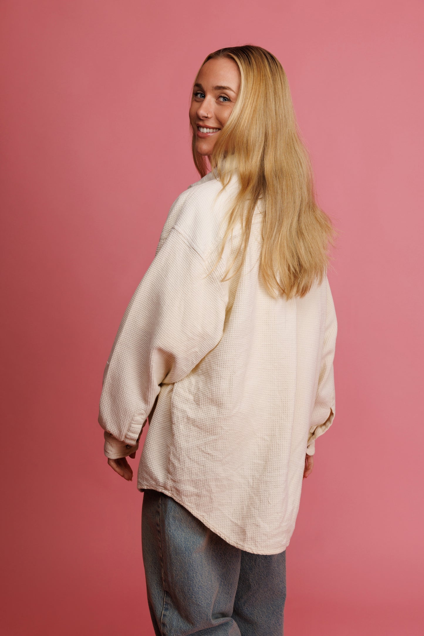 90's Waffle Knit Shirt L