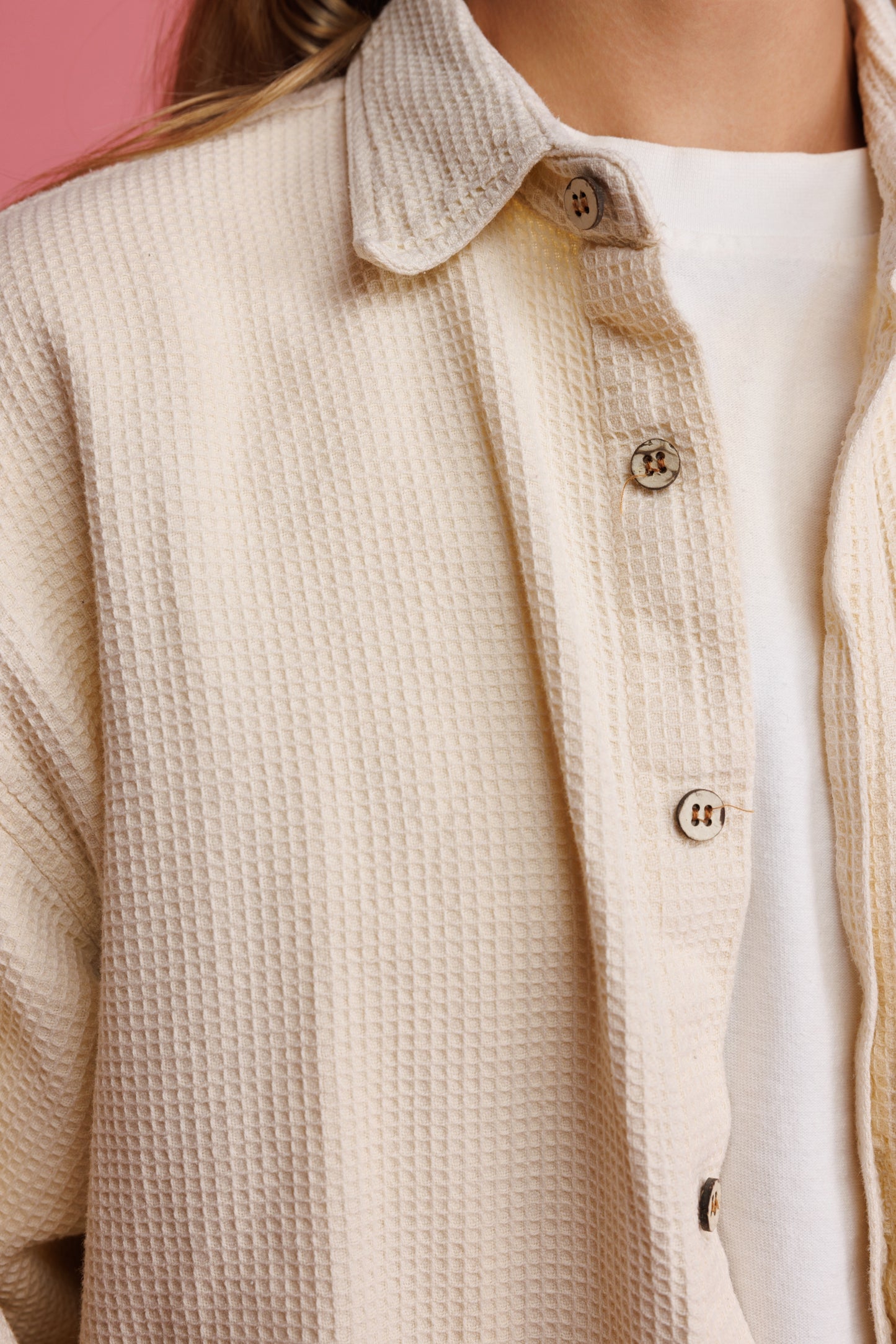 90's Waffle Knit Shirt L