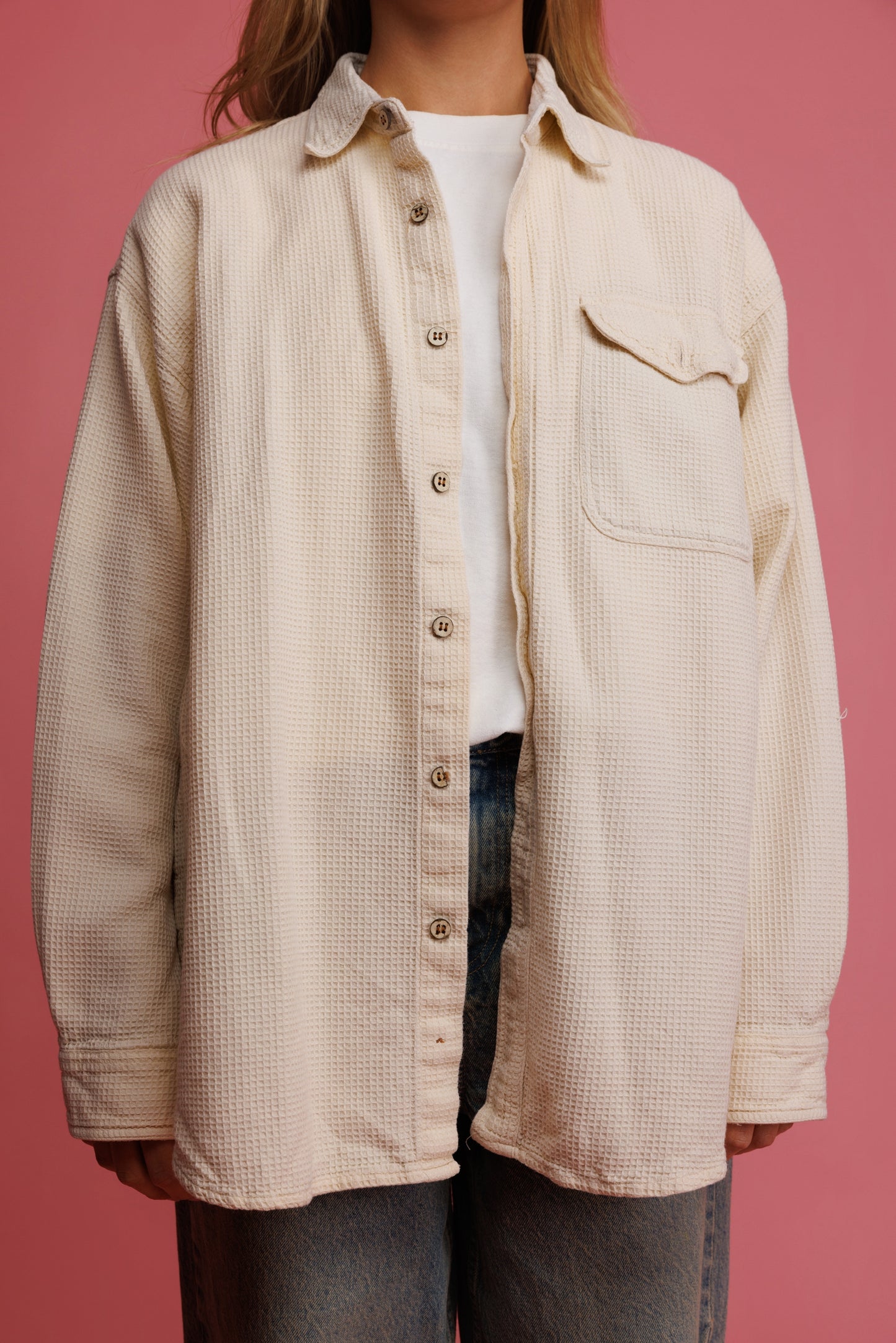 90's Waffle Knit Shirt L