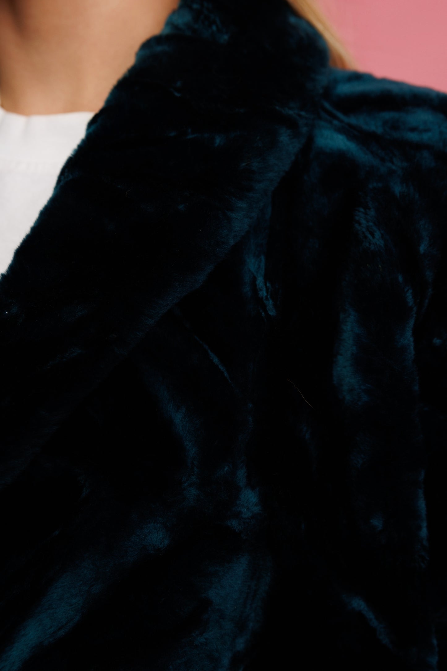 90's Teal Faux Fur Jacket M