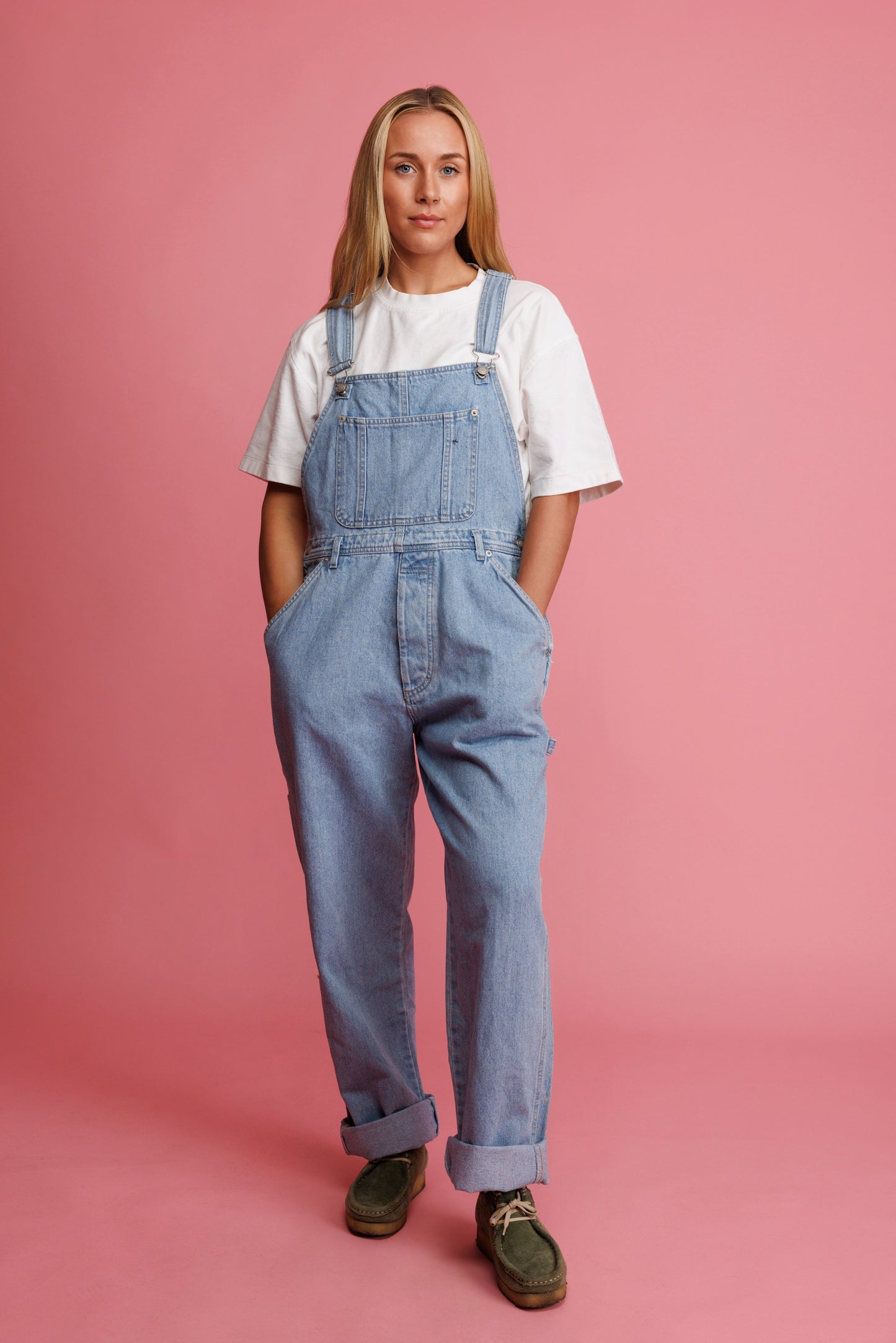 90's Light Denim Dungarees S/M