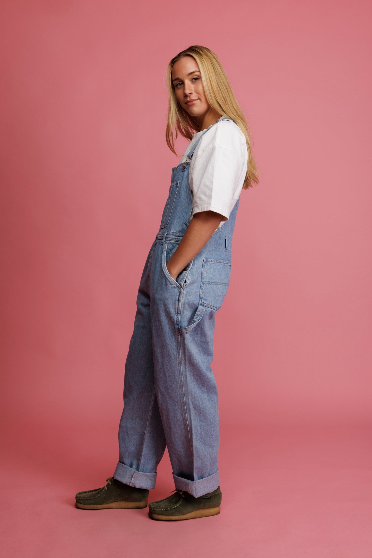 90's Light Denim Dungarees S/M